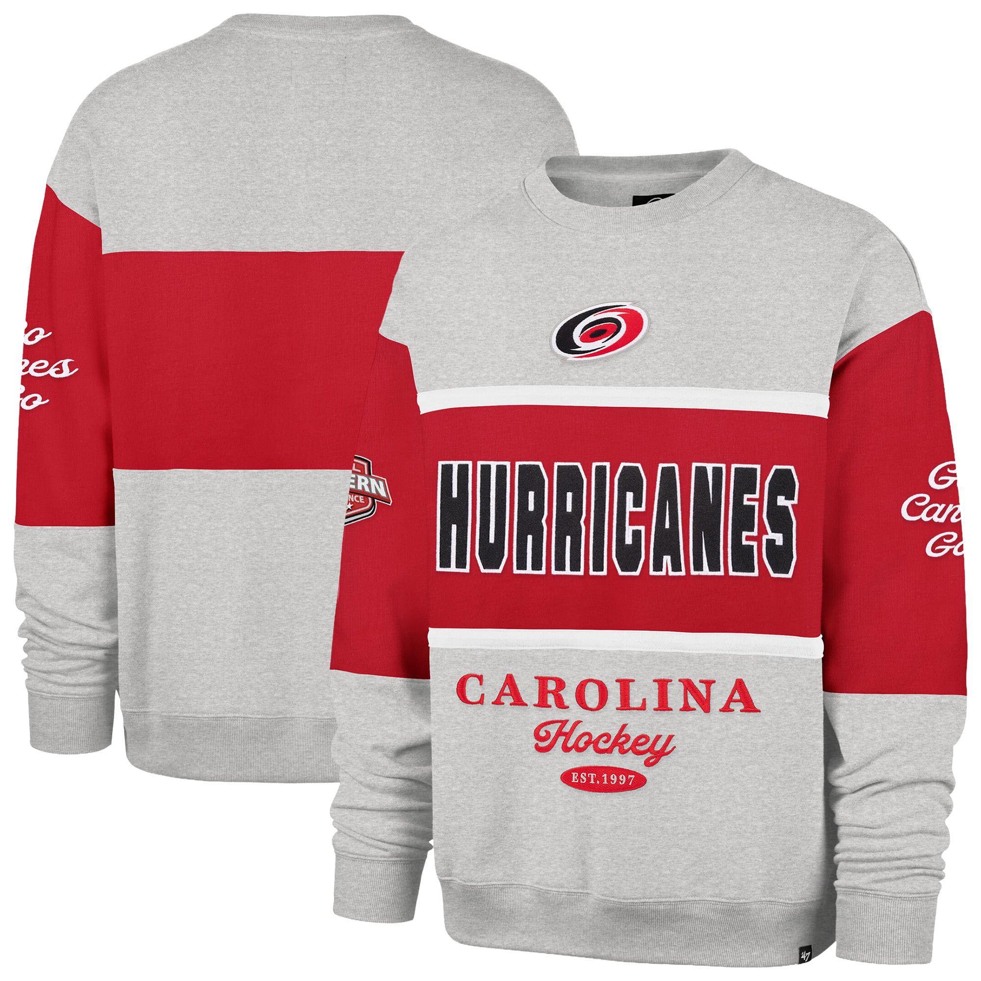 Sweat-shirt à col rond gris Carolina Hurricanes automne Maximilist pour homme « 47 »