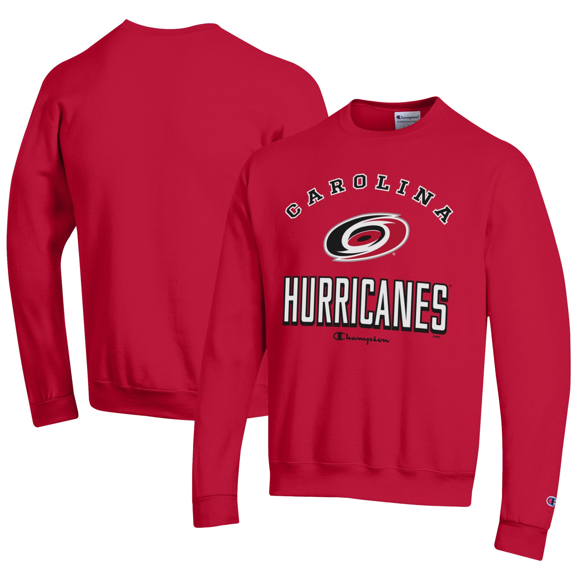 Sweat-shirt à col rond Champion rouge Carolina Hurricanes Eco Powerblend pour homme
