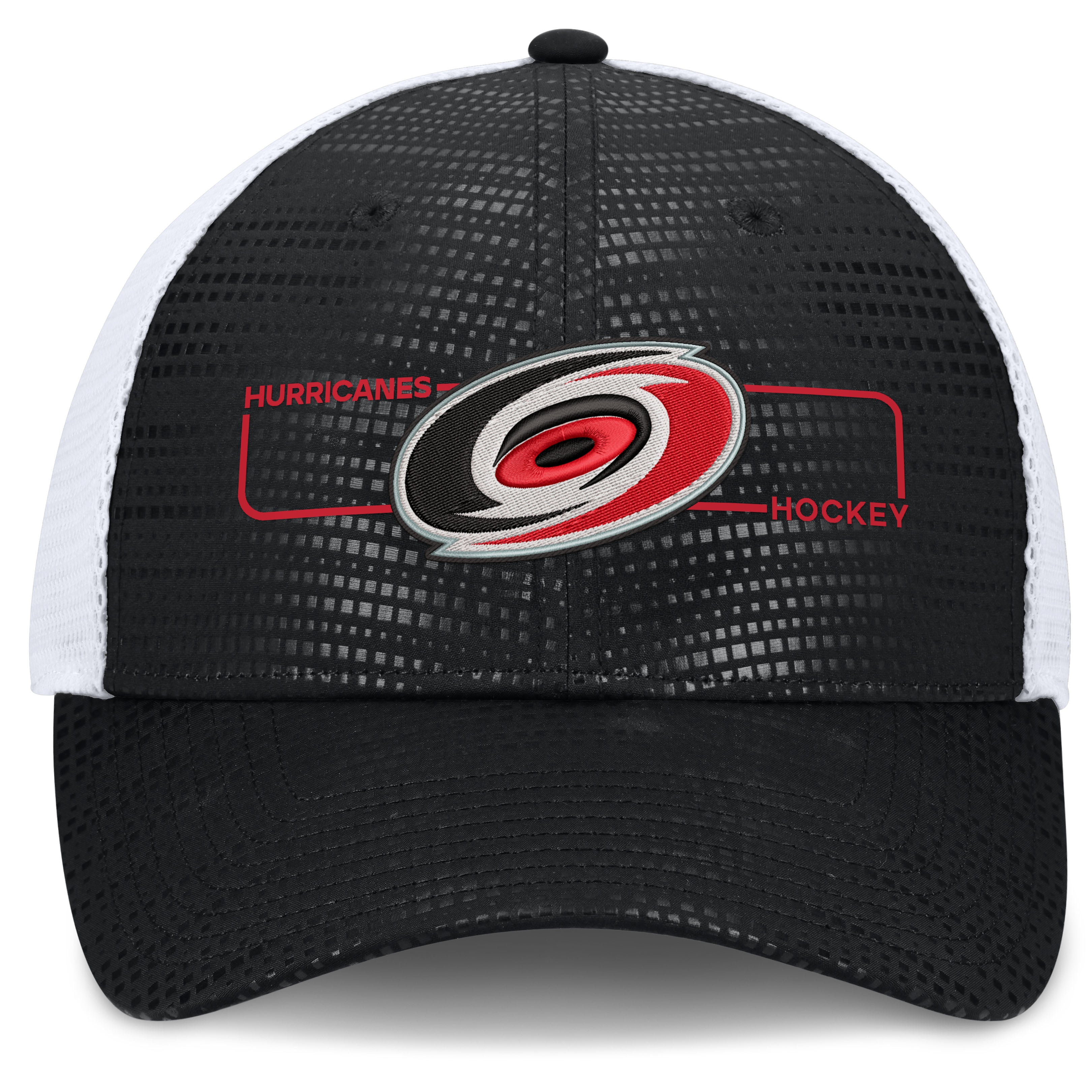 Men's Fanatics Black Carolina Hurricanes Authentic Pro Rink Boxed Logo Trucker Hat
