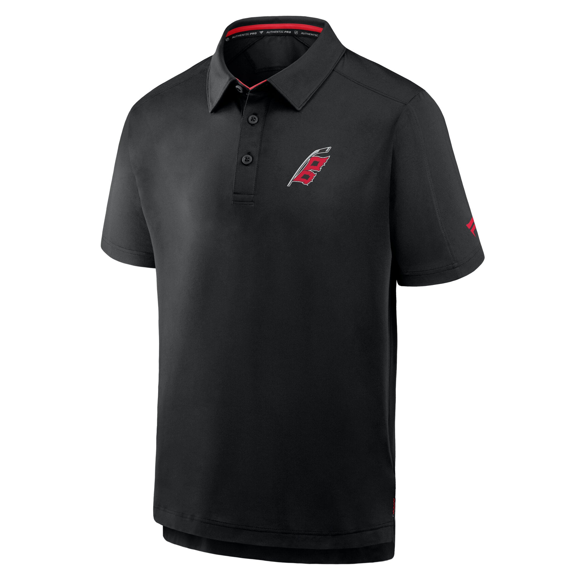 Polo authentique professionnel pour homme Fanatics noir Carolina Hurricanes