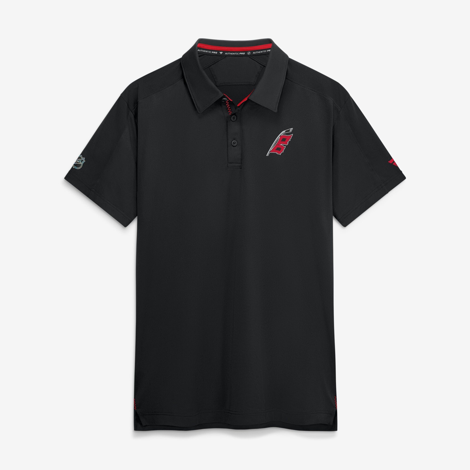 Polo authentique professionnel pour homme Fanatics noir Carolina Hurricanes