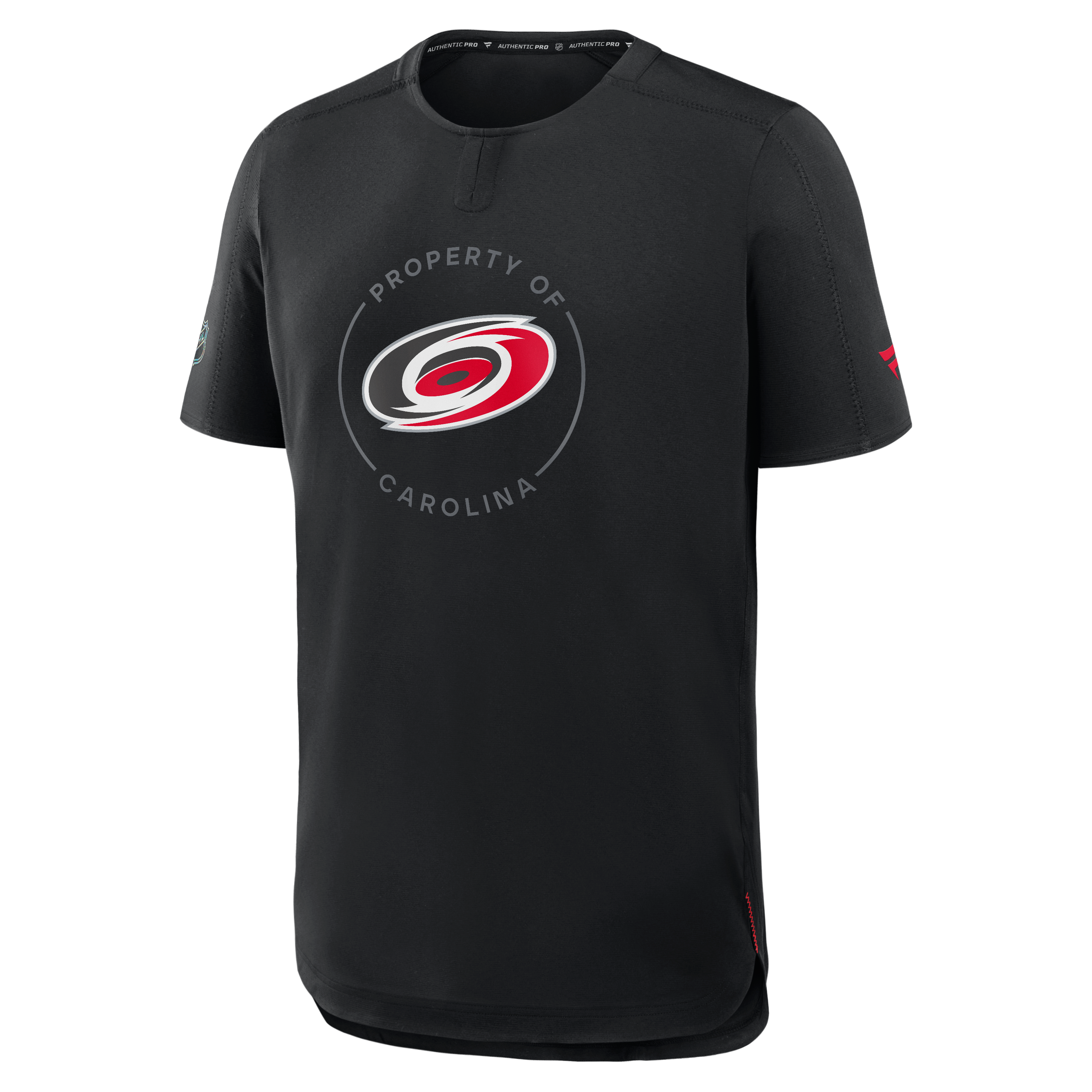 T-shirt de performance authentique Pro Train des Hurricanes la Caroline, noir, marque Fanatics, pour homme
