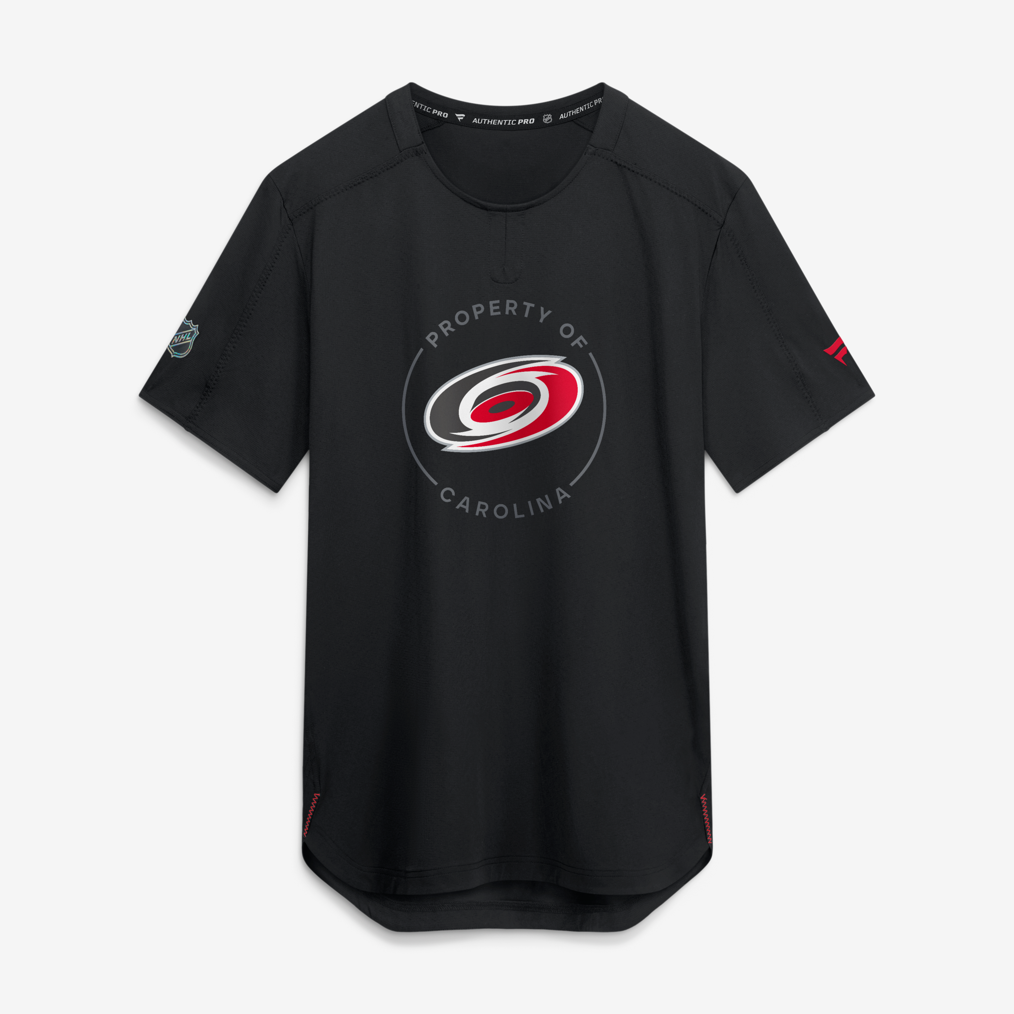 T-shirt de performance authentique Pro Train des Hurricanes la Caroline, noir, marque Fanatics, pour homme