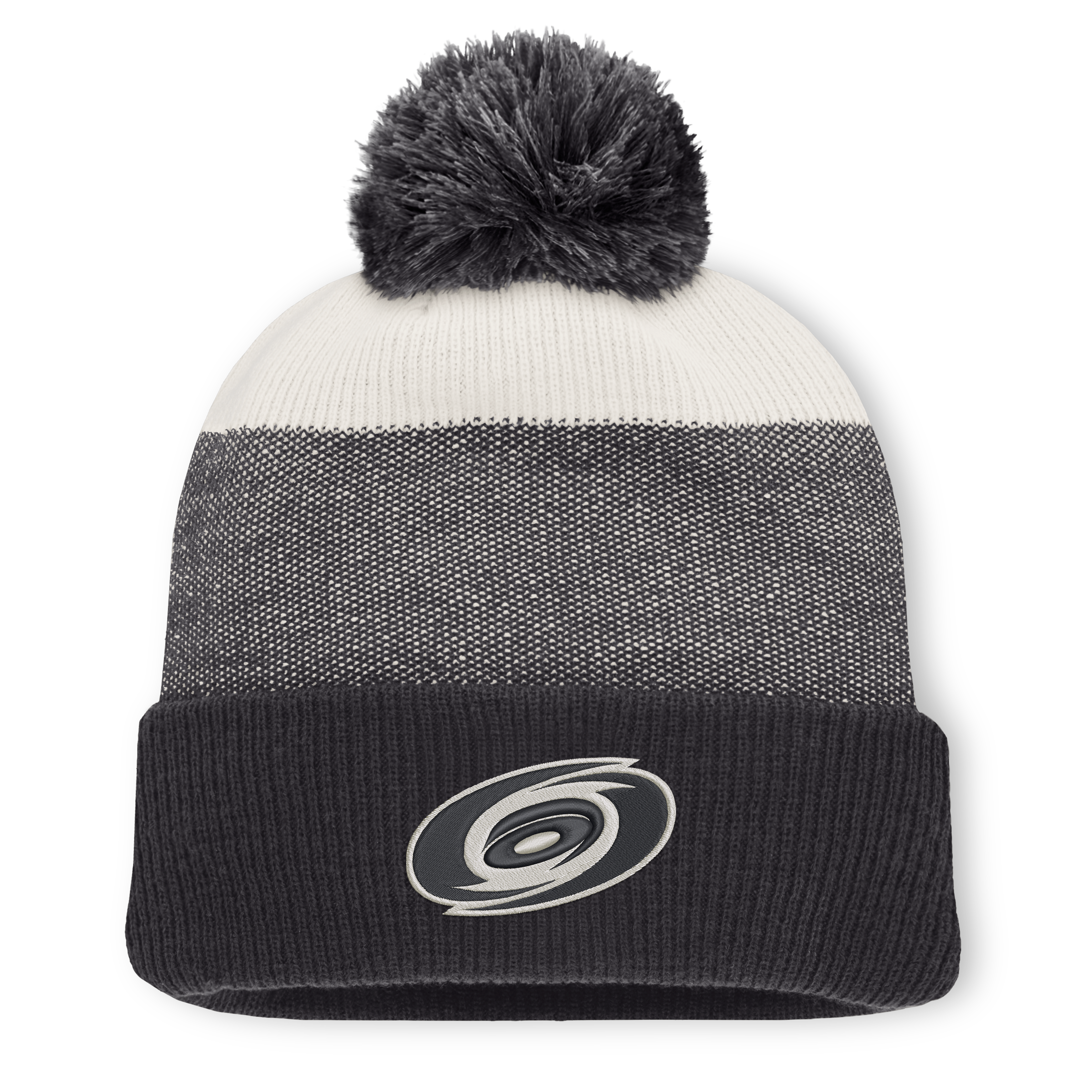 Bonnet à revers monochrome noir/beige clair Carolina Hurricanes pour homme, avec pompon