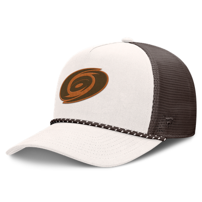  Carolina Hurricanes Fanatics Level Up Bronco Rope A-Frame Trucker Adjustable Hat - Cream/Brown