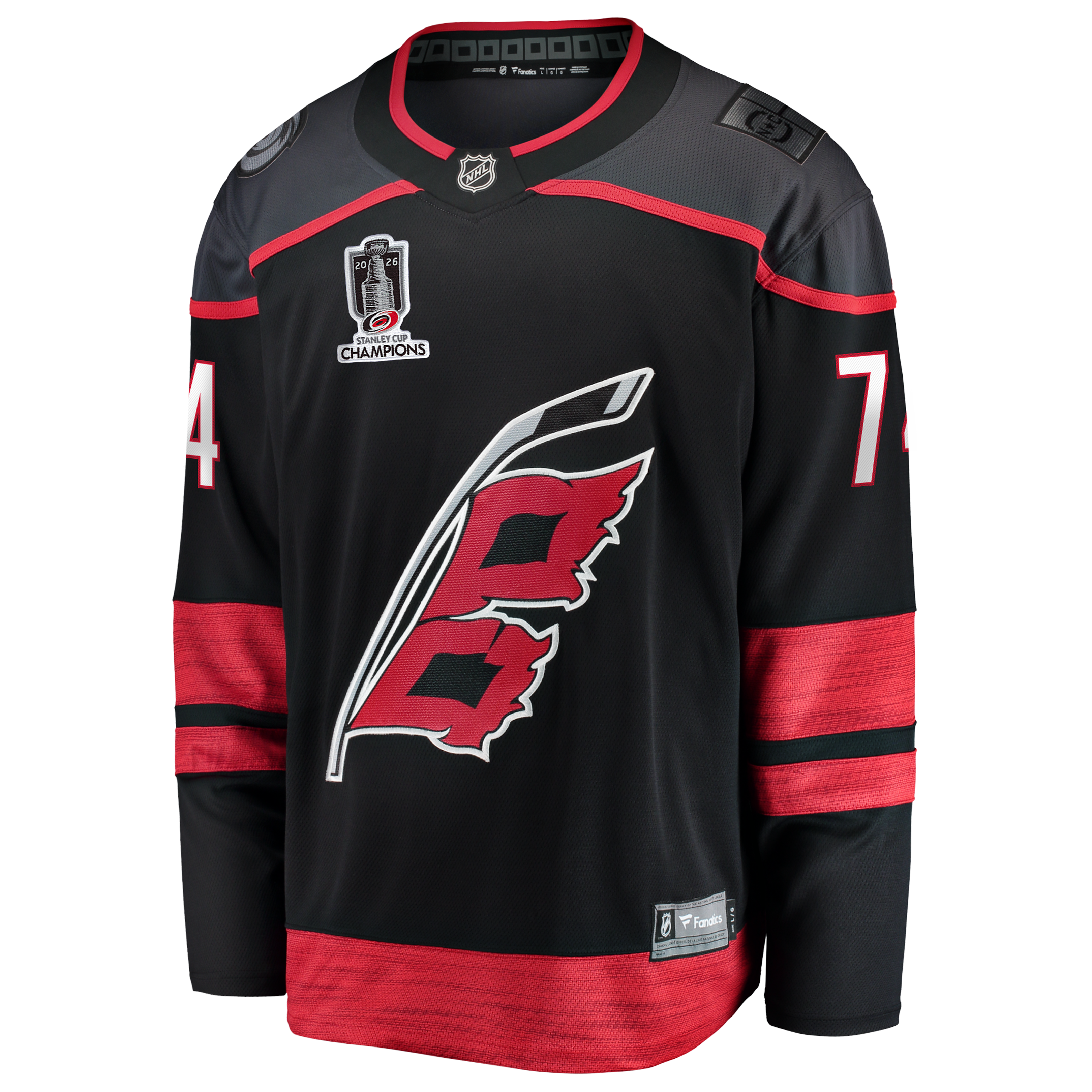 Men's Fanatics Jaccob Slavin Black Carolina Hurricanes 2026 Stanley Cup Champions Home Breakaway Jersey