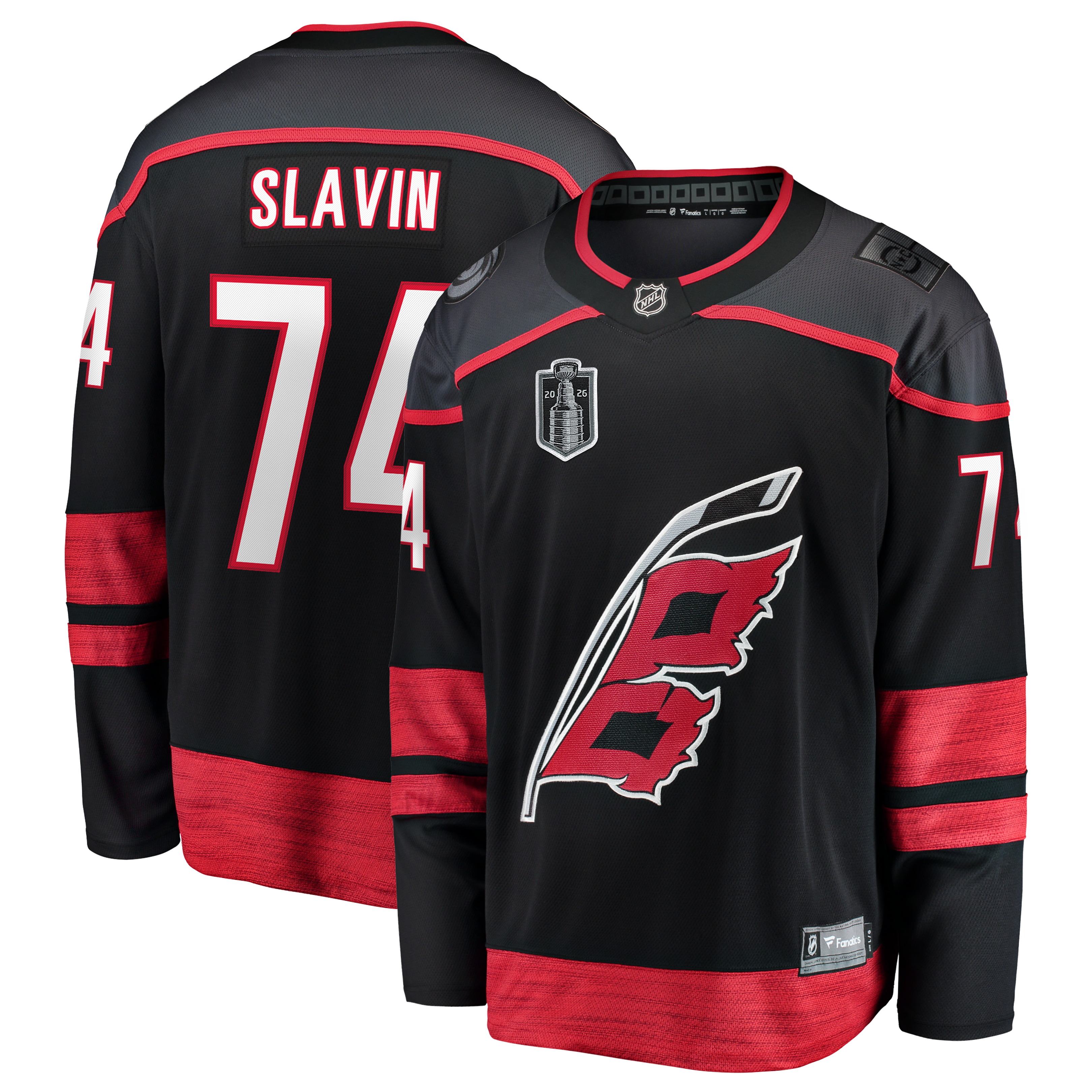 Men's Fanatics Jaccob Slavin Black Carolina Hurricanes 2026 Stanley Cup Final Home Breakaway Jersey
