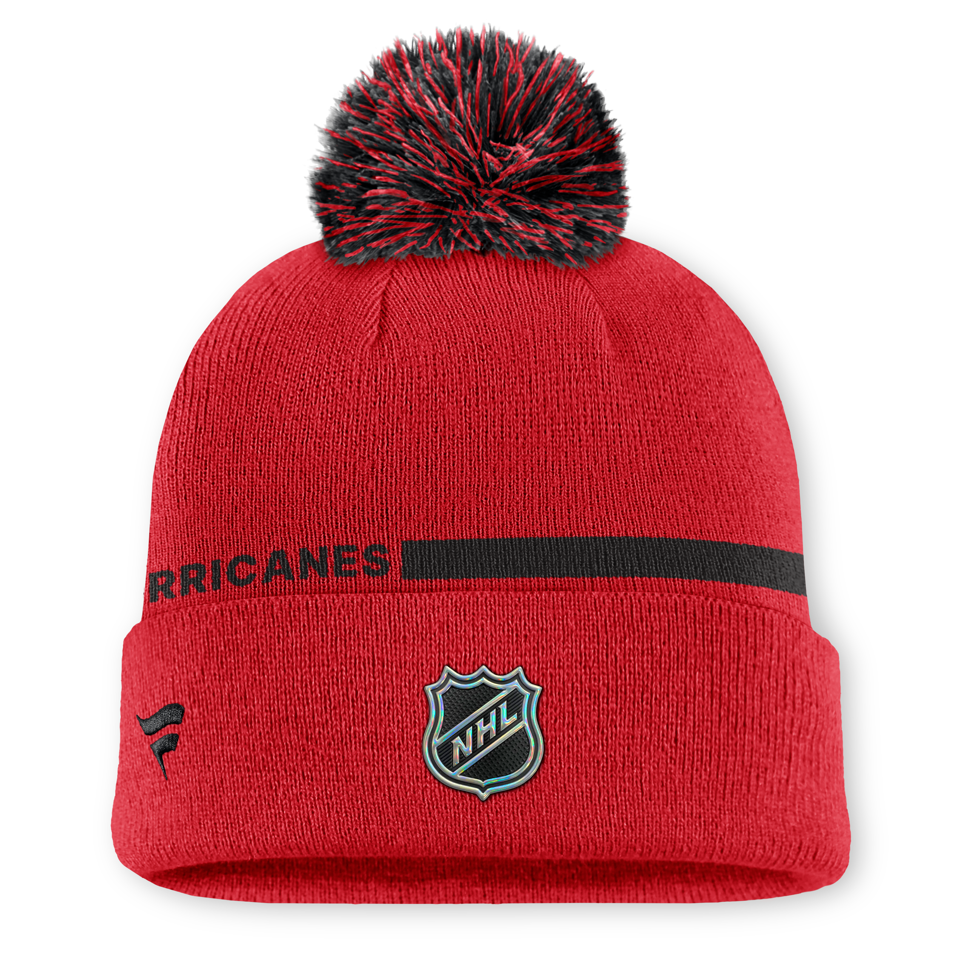 Bonnet tricoté authentique Pro Alternate rouge Carolina Hurricanes pour homme, avec pompon