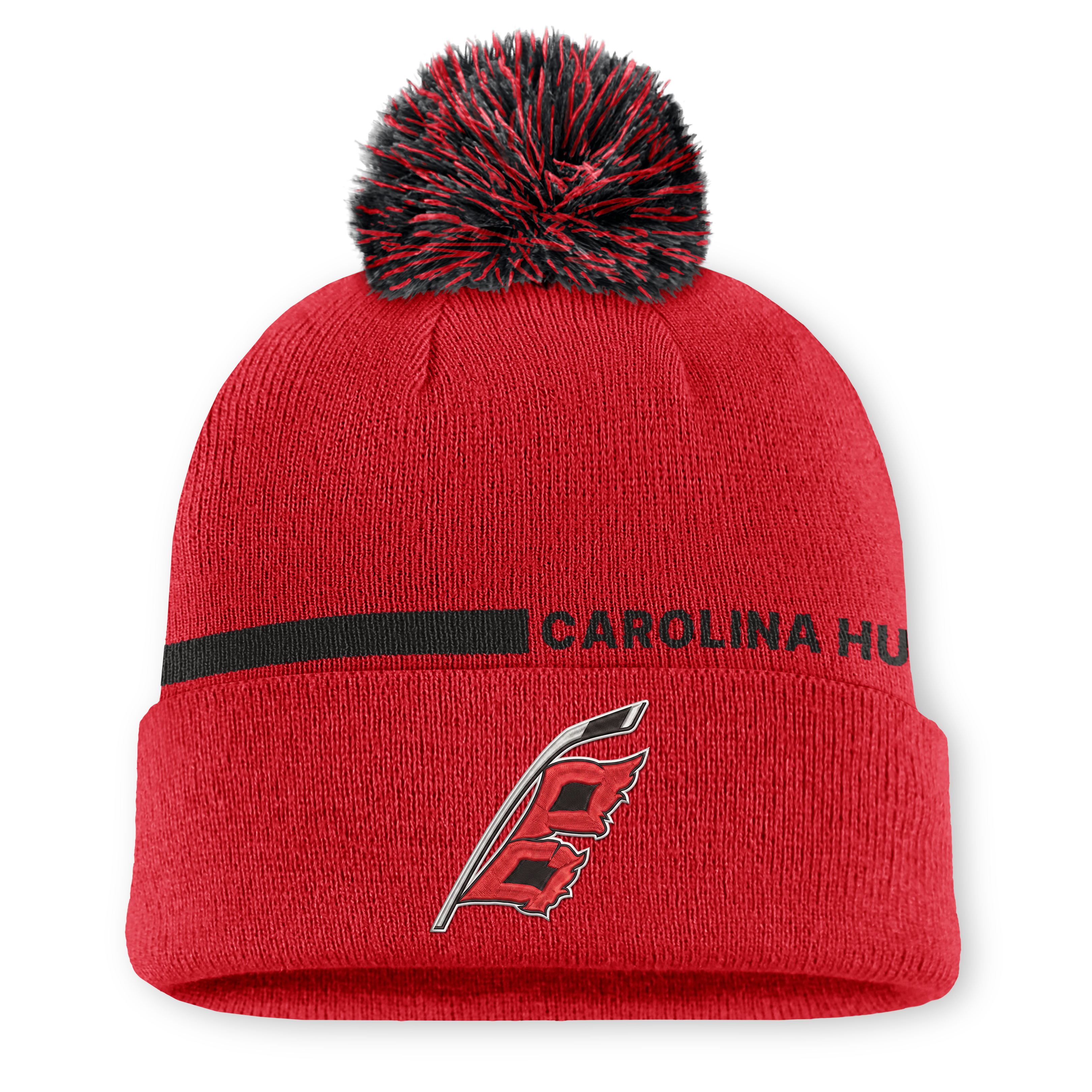 Bonnet tricoté authentique Pro Alternate rouge Carolina Hurricanes pour homme, avec pompon