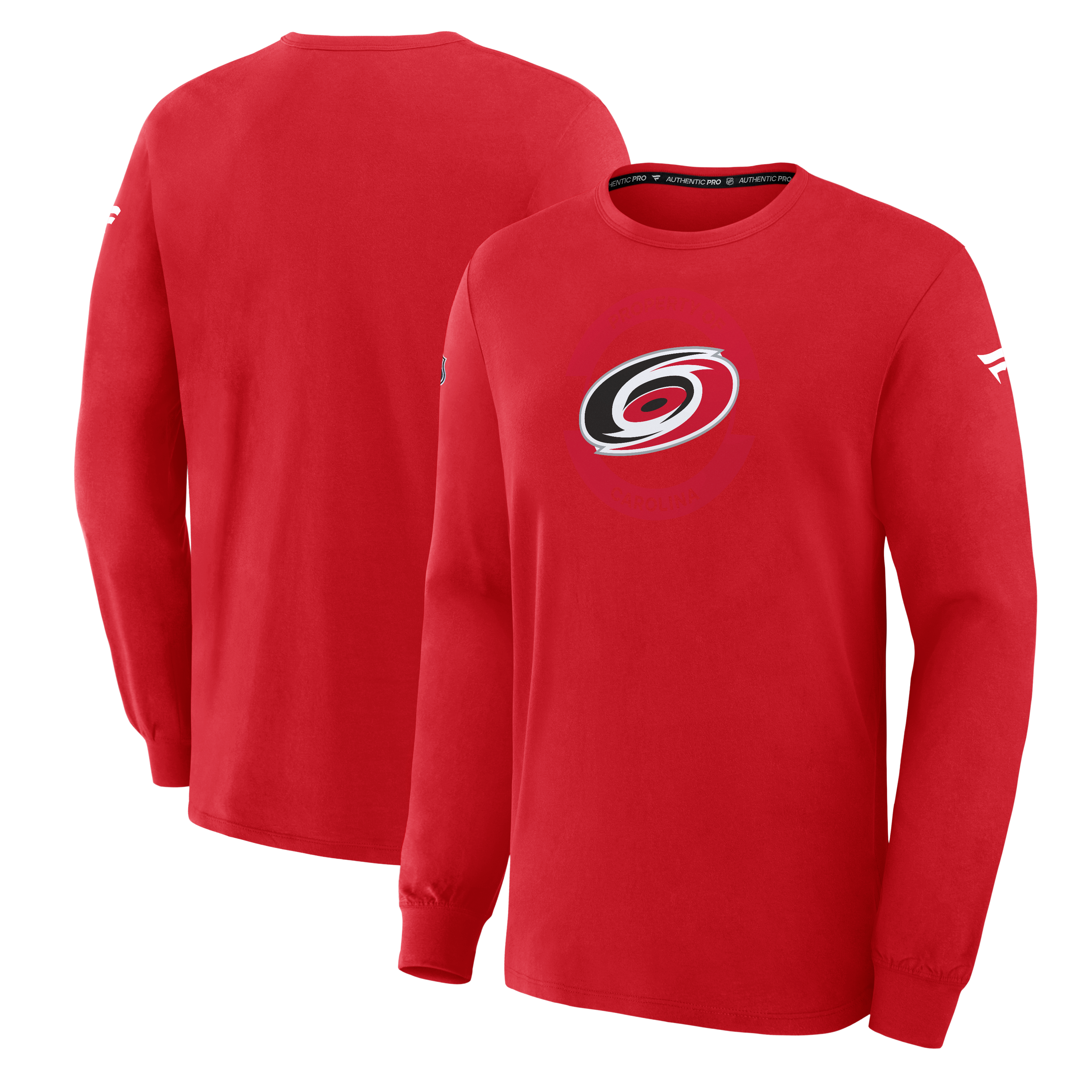 T-shirt à manches longues authentique Fanatics Red Carolina Hurricanes Pro Property Of Practice pour homme