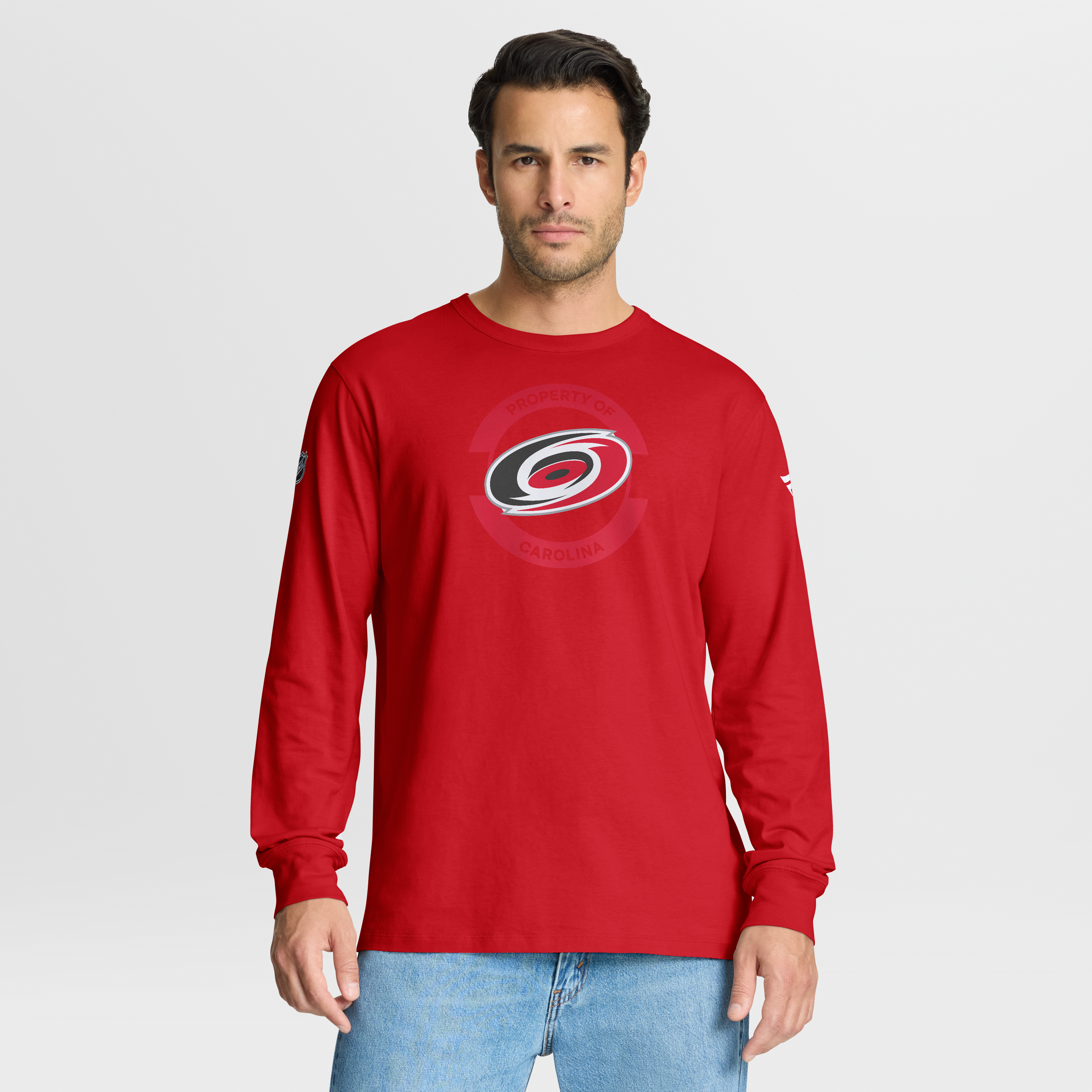 T-shirt à manches longues authentique Fanatics Red Carolina Hurricanes Pro Property Of Practice pour homme