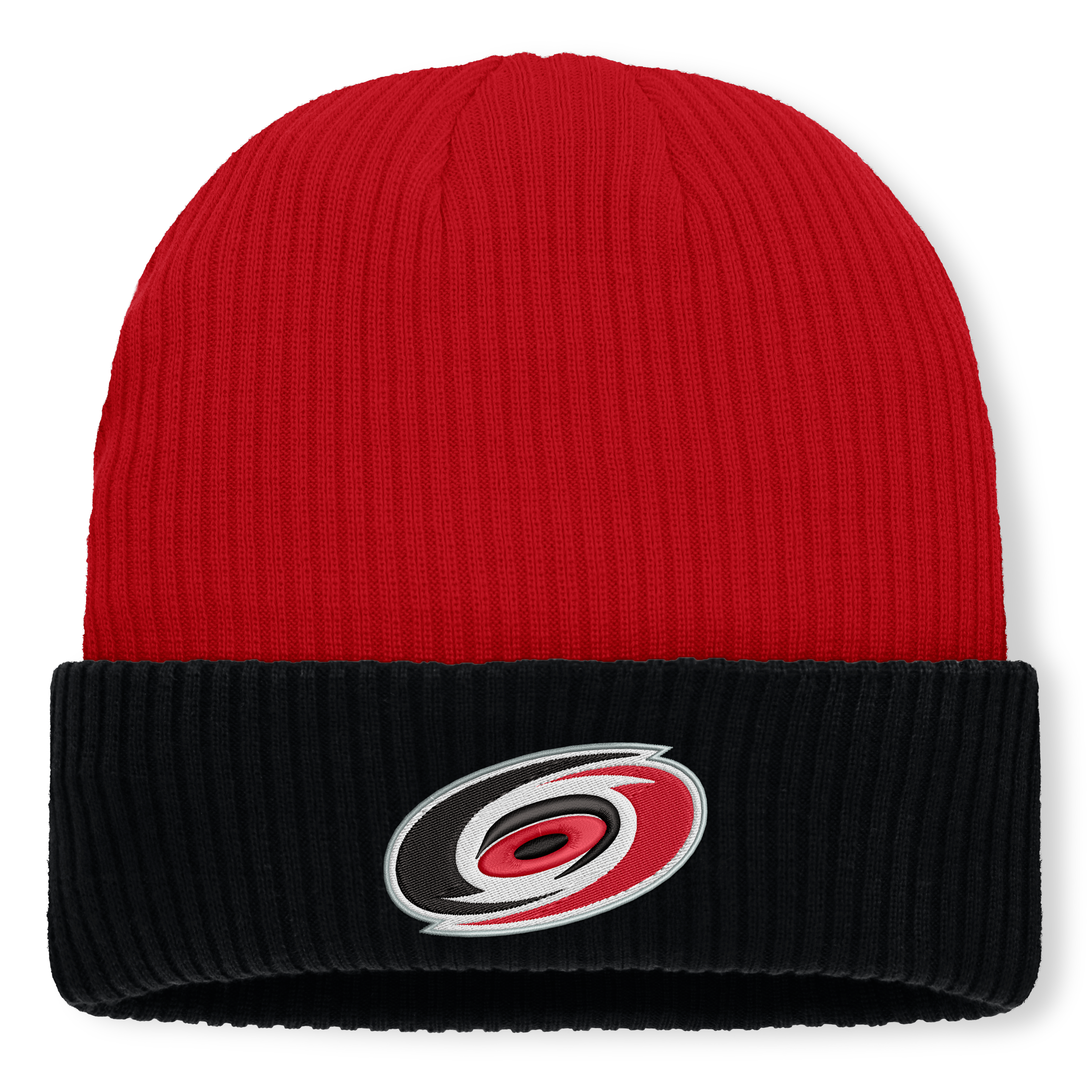 Bonnet tricoté authentique à revers Fanatics Red Carolina Hurricanes pour homme