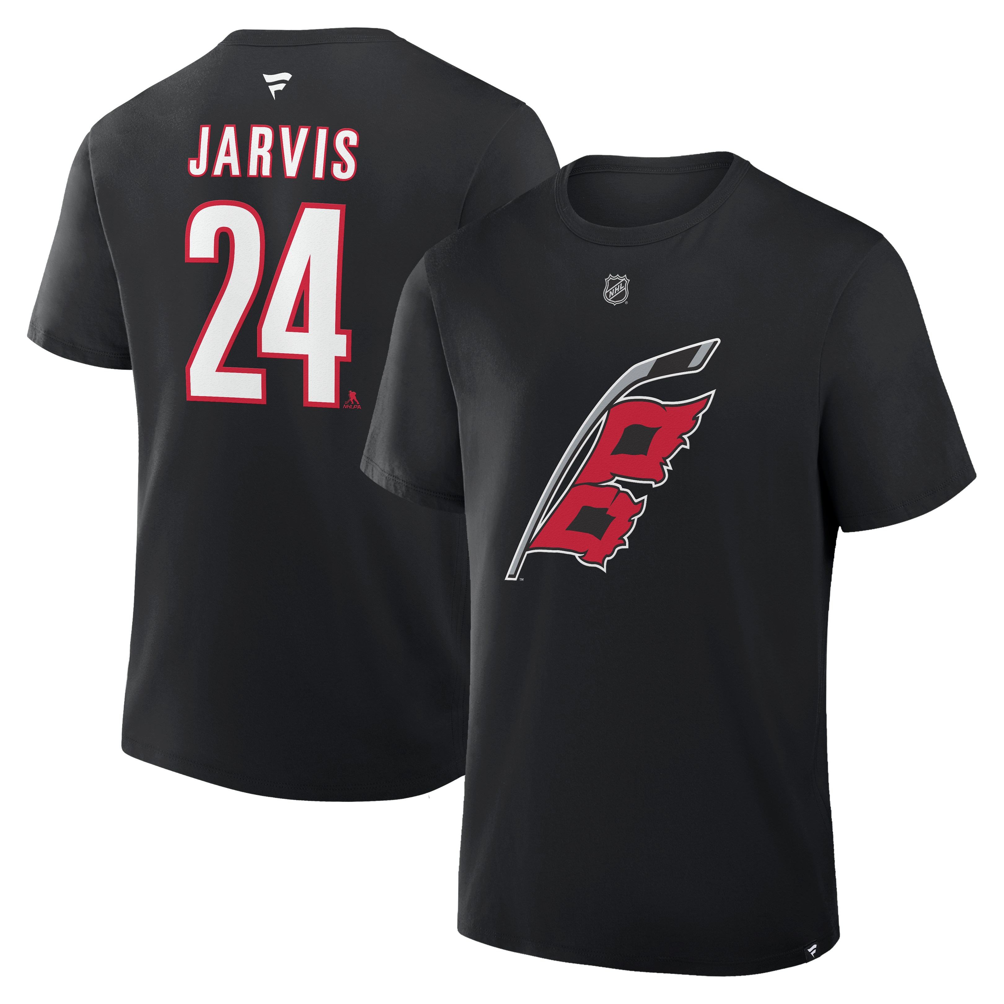 Men's Fanatics Seth Jarvis Black Carolina Hurricanes Authentic Stack Name & Number T-Shirt