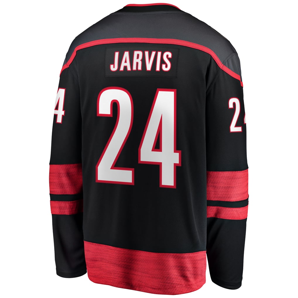 Maillot noir Home Breakaway des Hurricanes de la Caroline pour hommes Seth Jarvis Fanatics