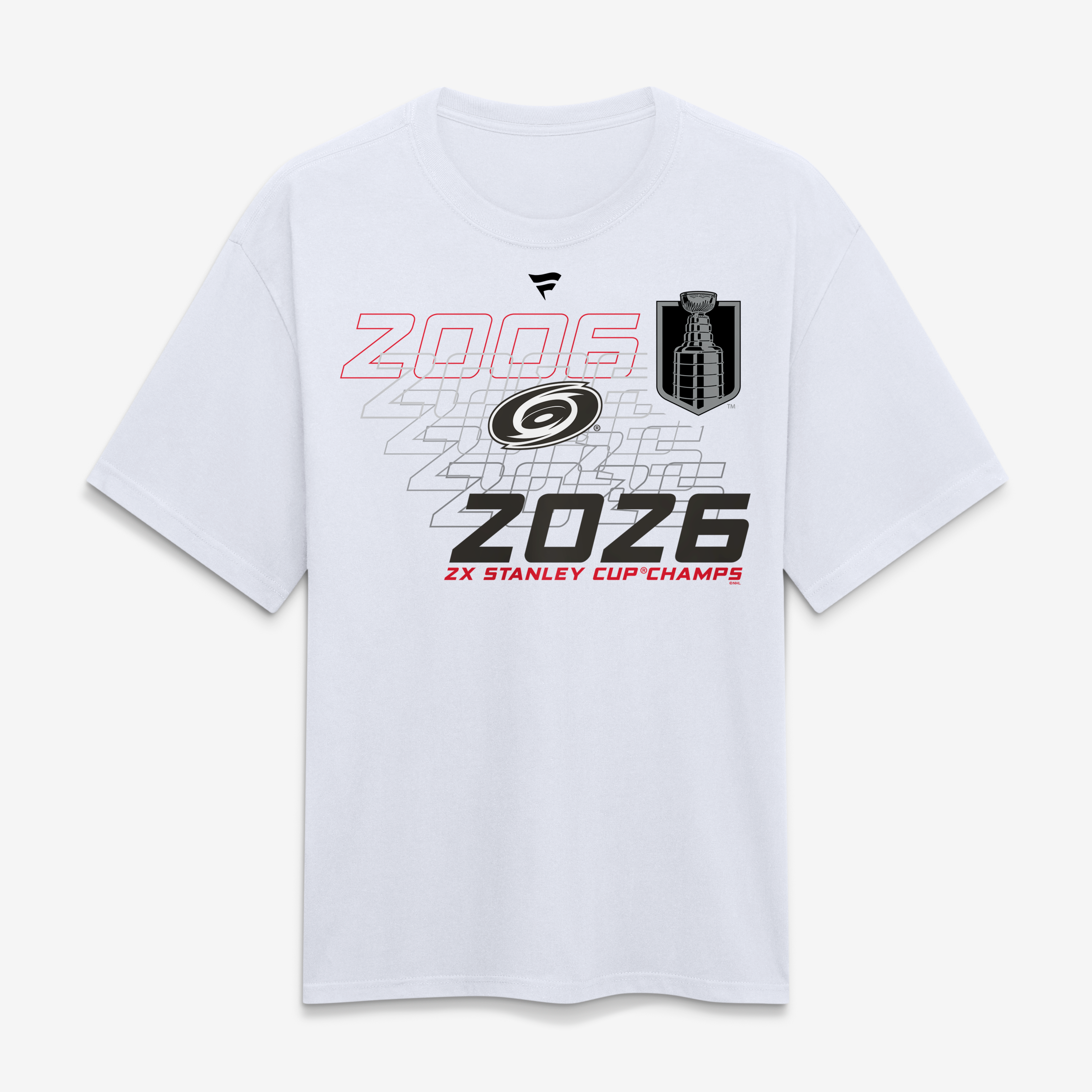 T-shirt épais Fanatics blanc pour homme, Carolina Hurricanes, doubles champions de la Coupe Stanley
