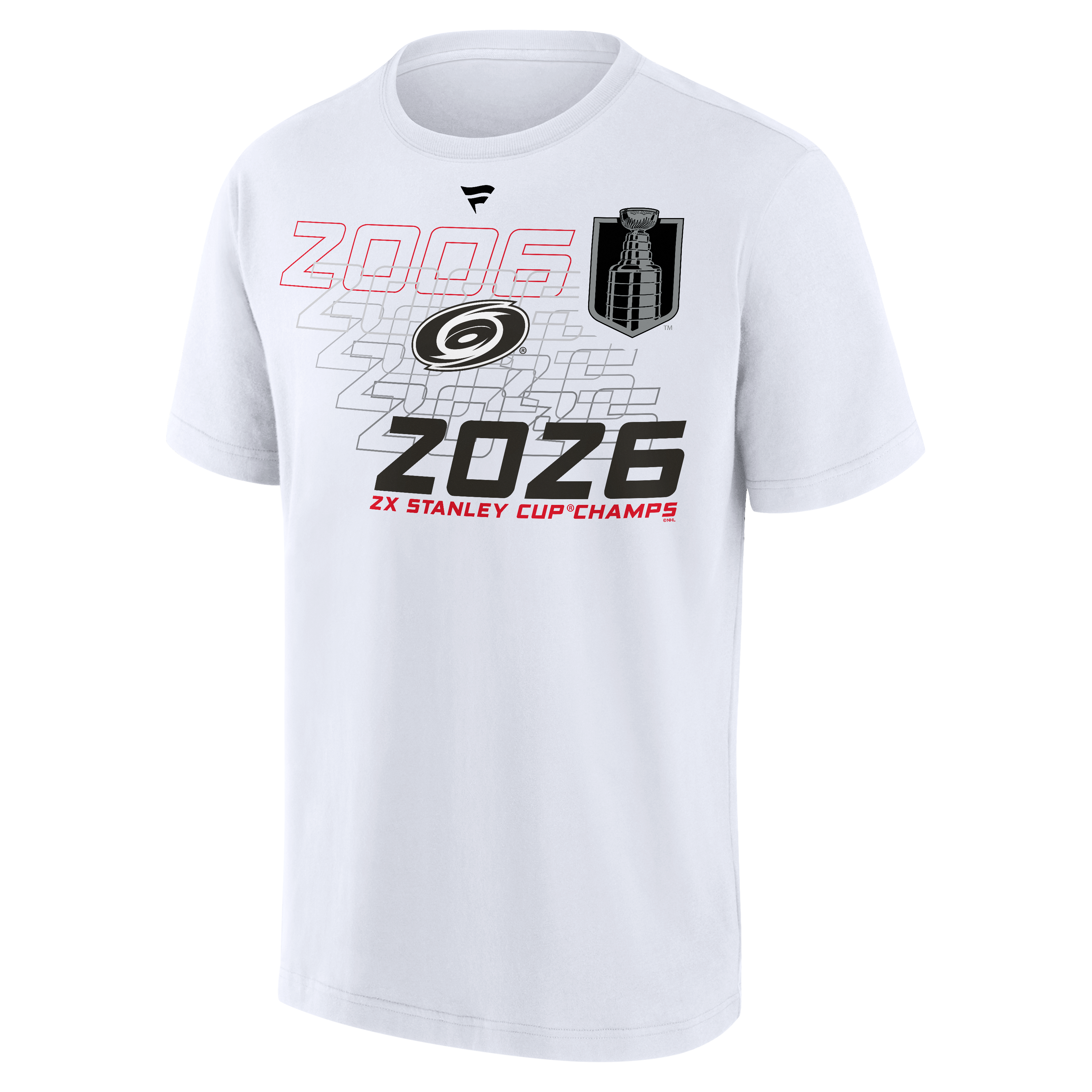 T-shirt épais Fanatics blanc pour homme, Carolina Hurricanes, doubles champions de la Coupe Stanley