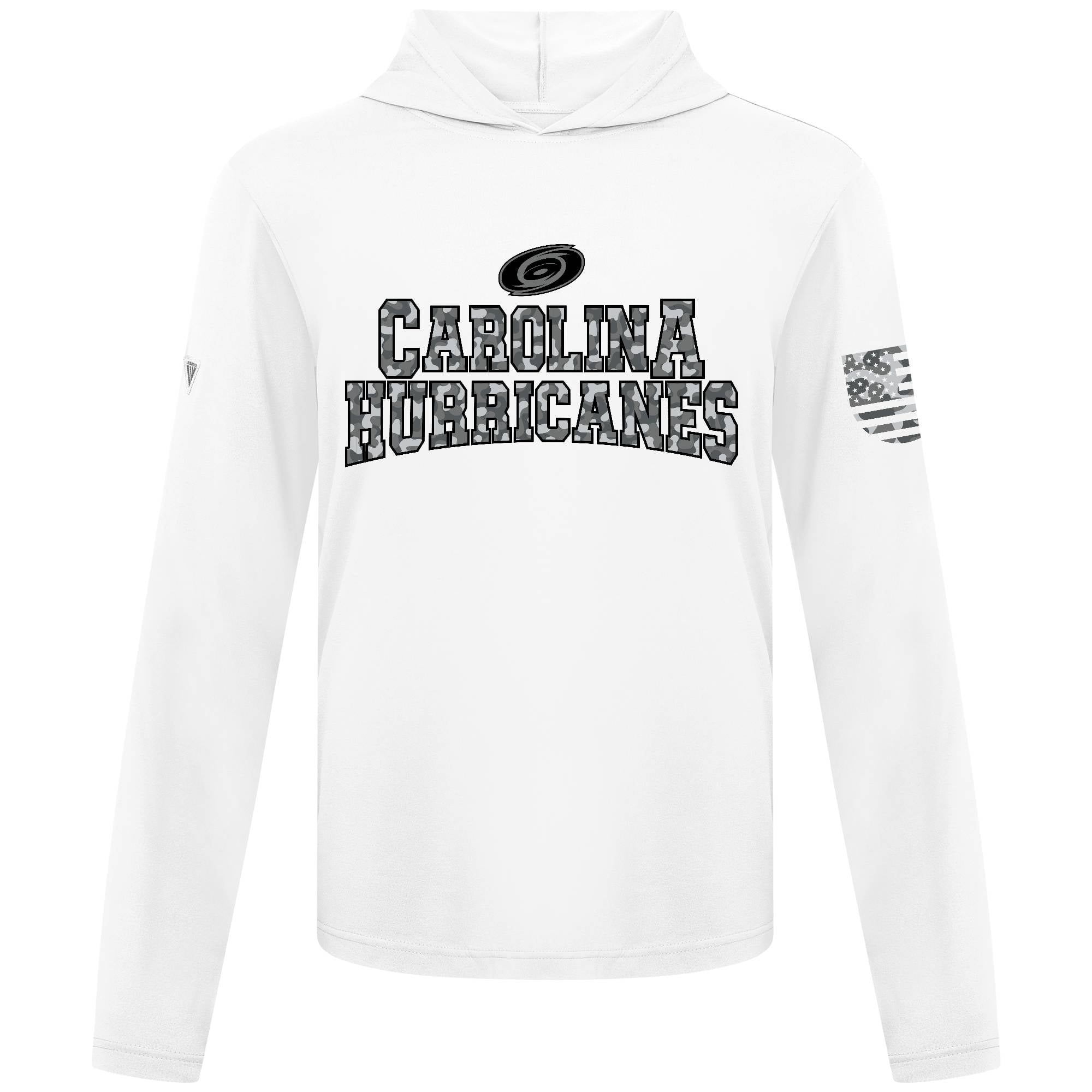 Men's Levelwear White Carolina Hurricanes Anthem Camo Long Sleeve Hooded T-Shirt