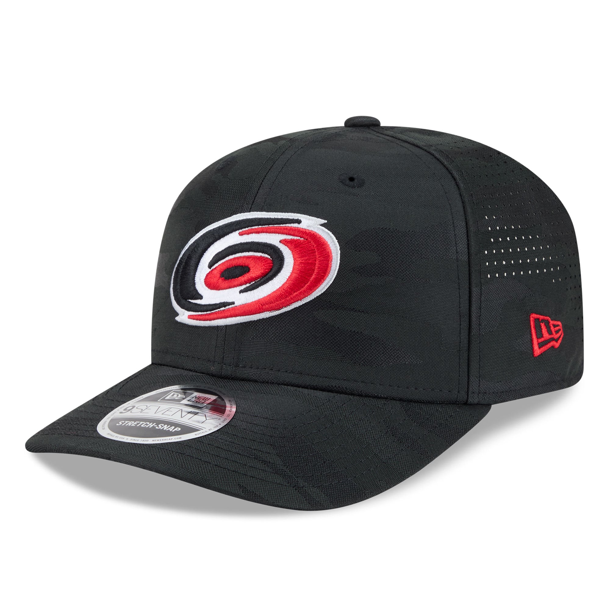 Casquette ajustable perforée New Era noire Carolina Hurricanes Camo 9SEVENTY pour homme