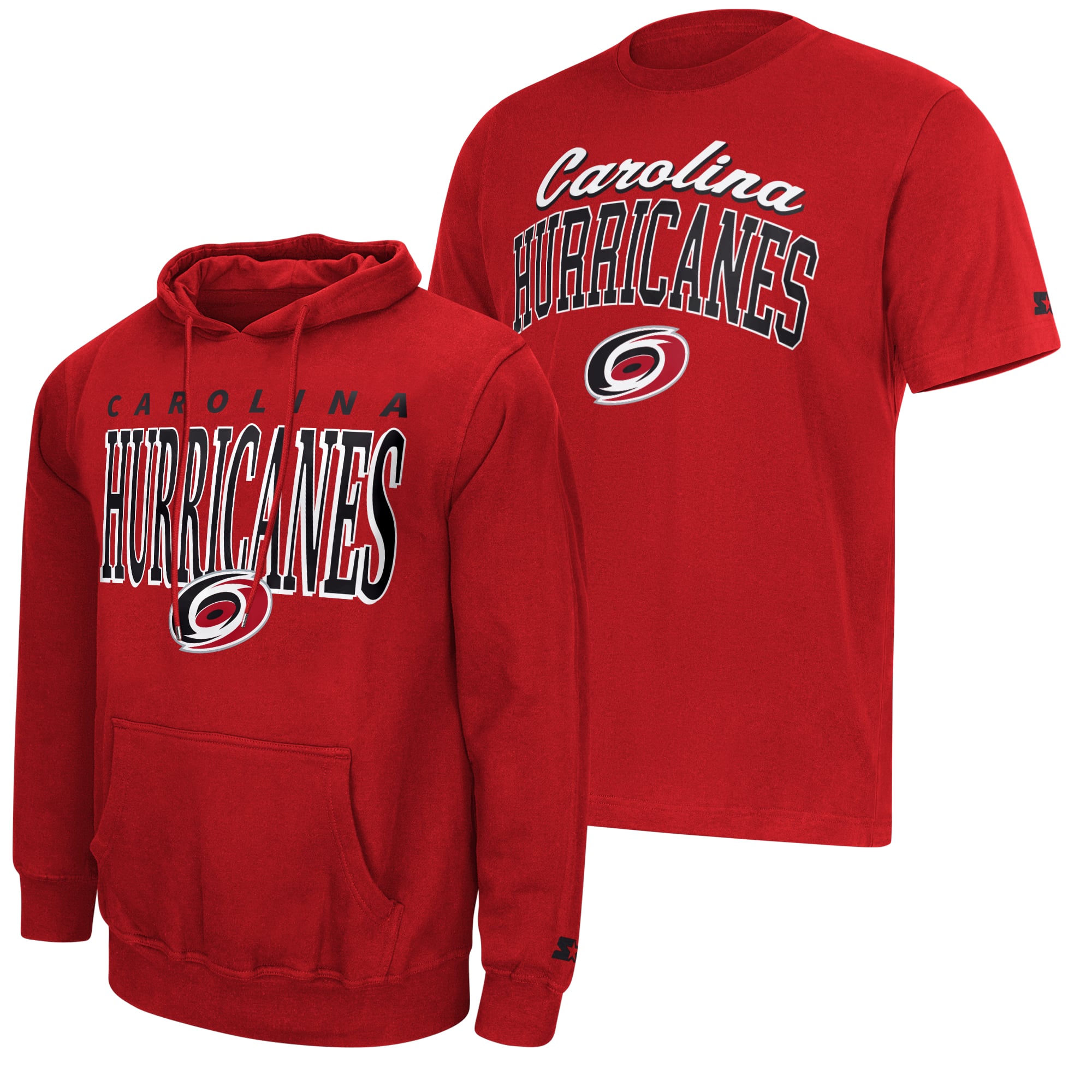 Ensemble sweat à capuche et t-shirt Starter rouge avec logo des Hurricanes de la Caroline pour homme