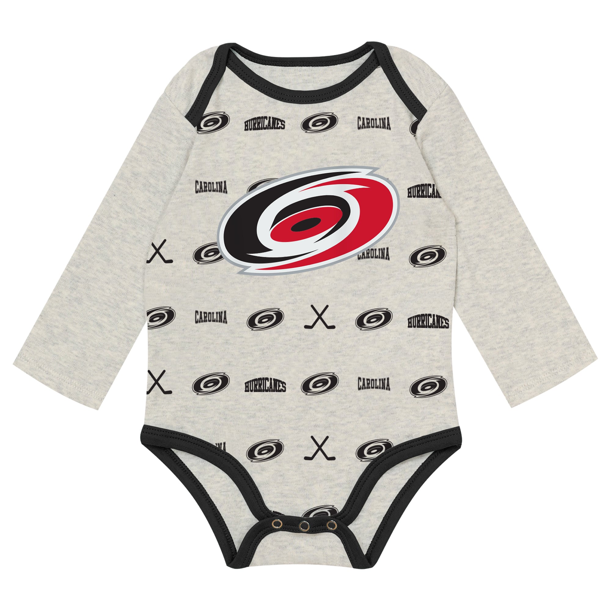 Newborn Outerstuff  Heathered Bone Carolina Hurricanes Huddles and Giggles Three-Piece Set