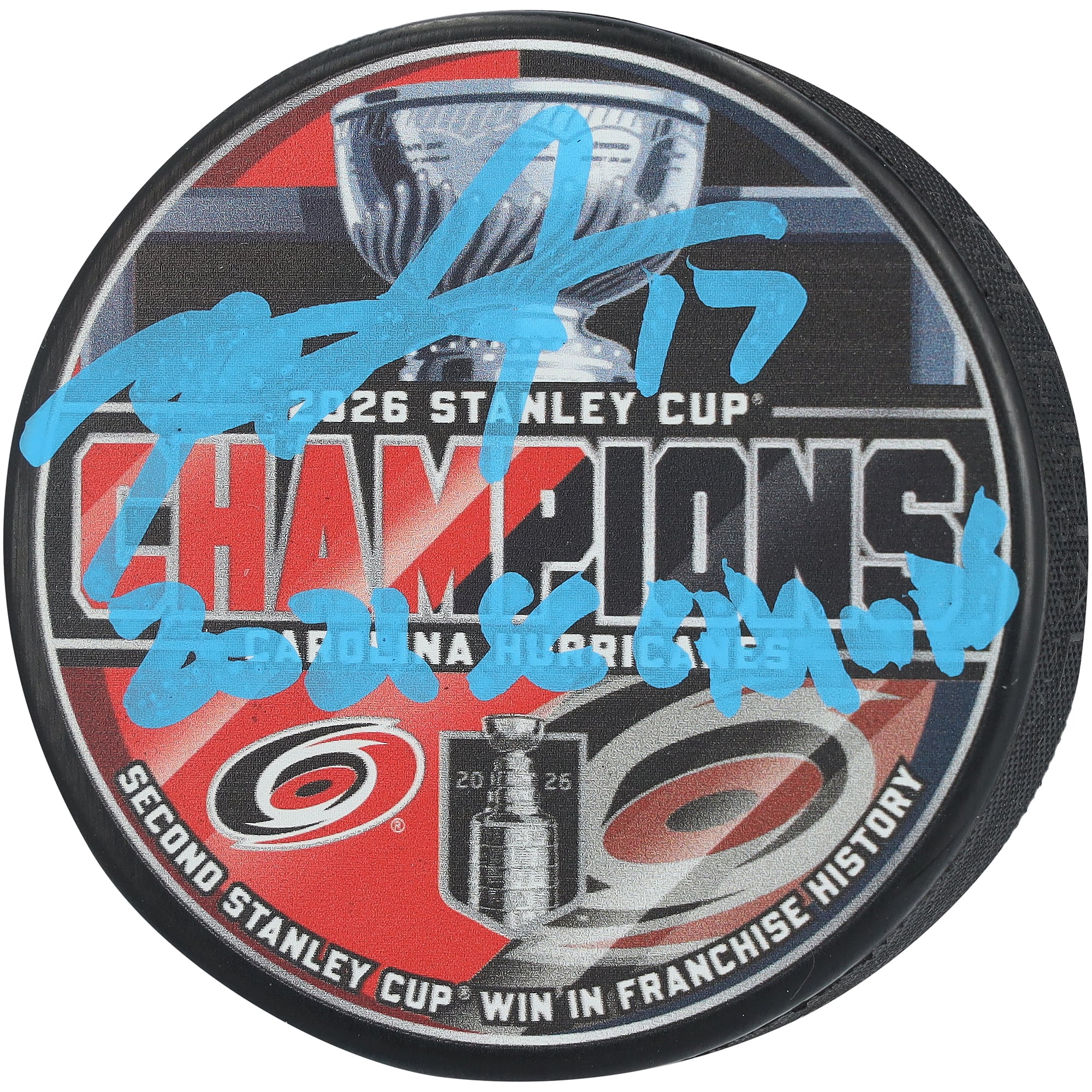 Rod Brind'Amour Carolina Hurricanes Autographed 2026 Stanley Cup Champions Hockey Puck with "2026 SC Champs" Inscription