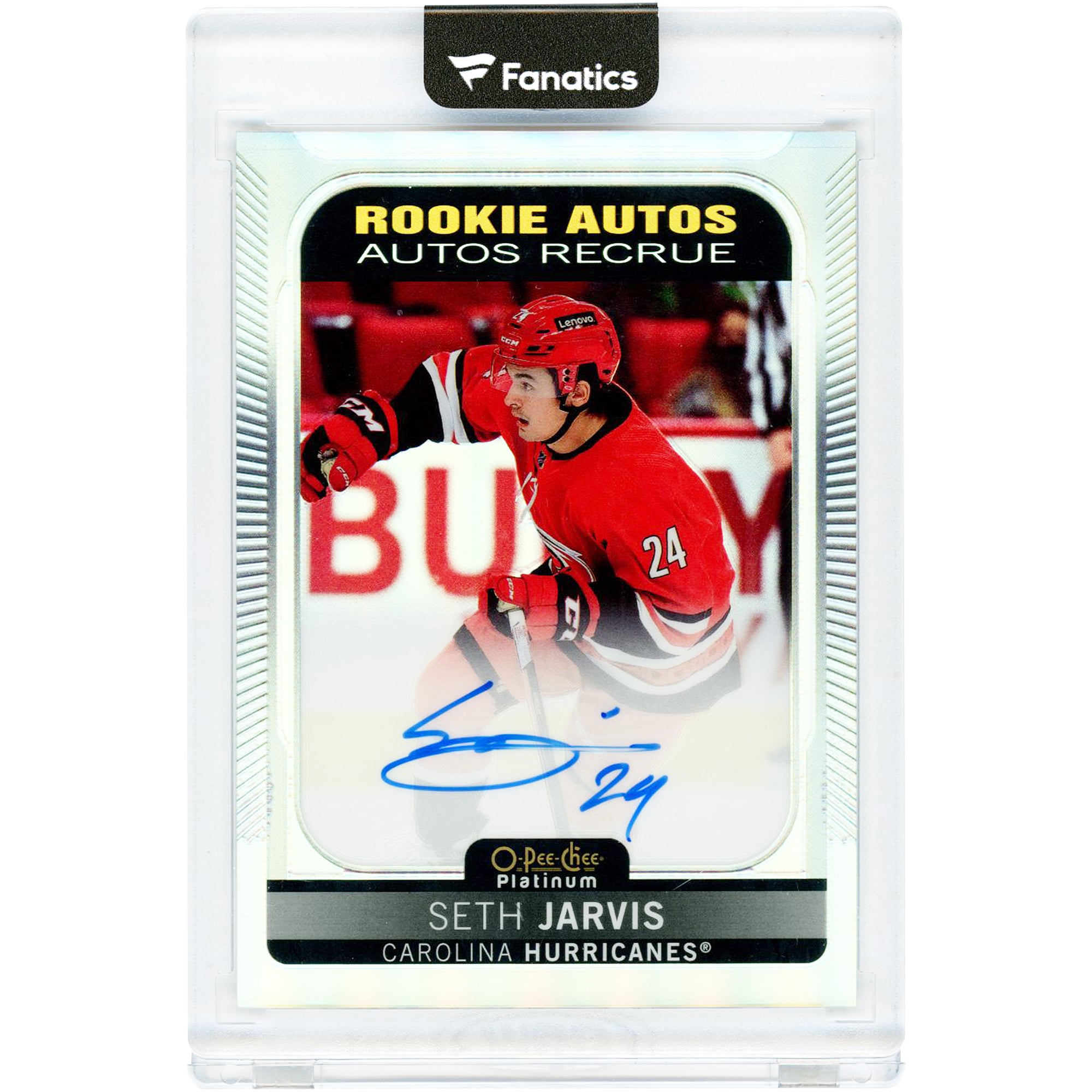 Carte de recrue autographiée Seth Jarvis des Hurricanes de la Caroline 2021-22 O-Pee-Chee Platinum Rainbow #R-SJ