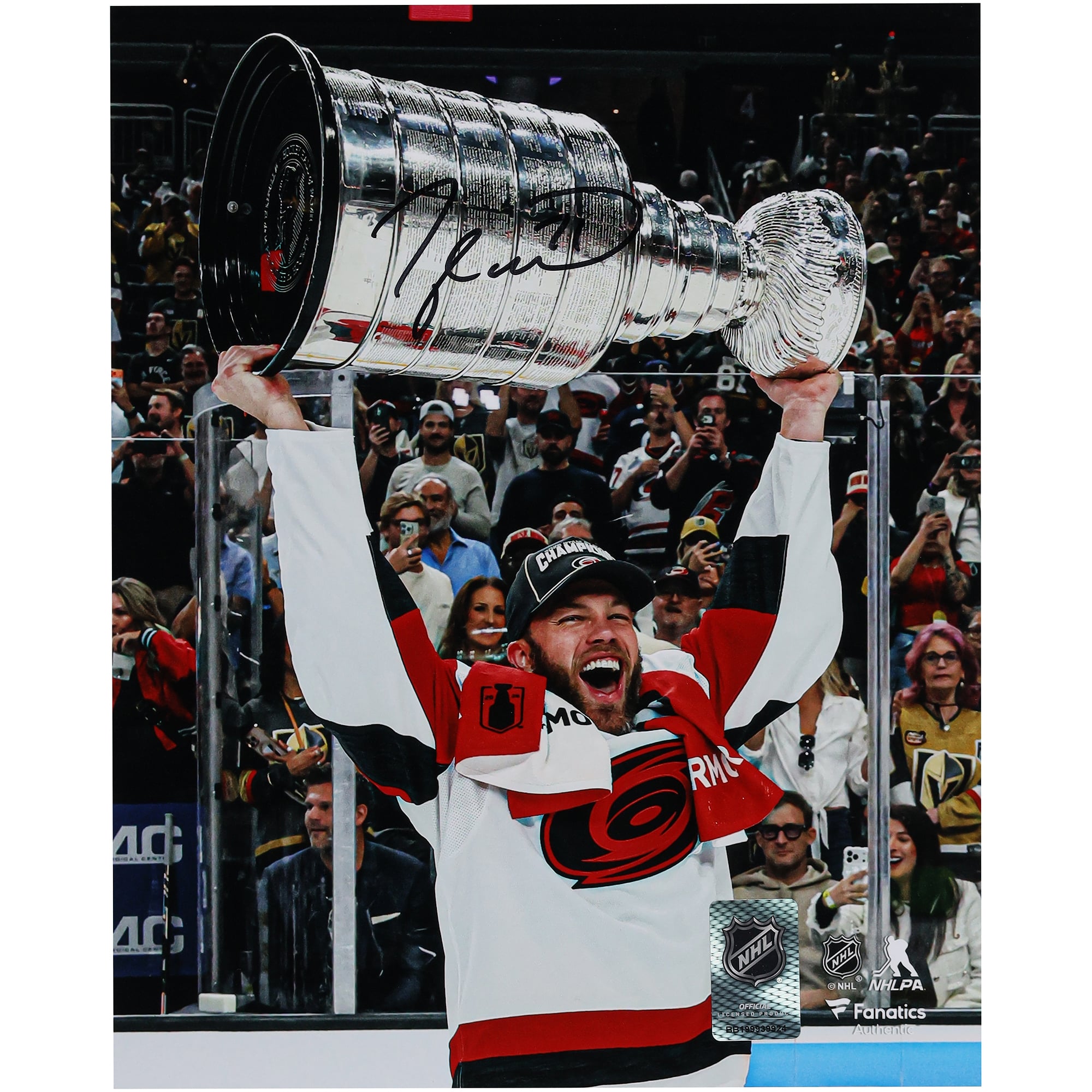 Taylor Hall Carolina Hurricanes Autographed 2026 Stanley Cup Champions 8" x 10" Raising Cup Photograph