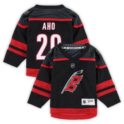 Maillot de joueur réplique à domicile noir Sebastian Aho des Hurricanes de la Caroline pour tout-petits