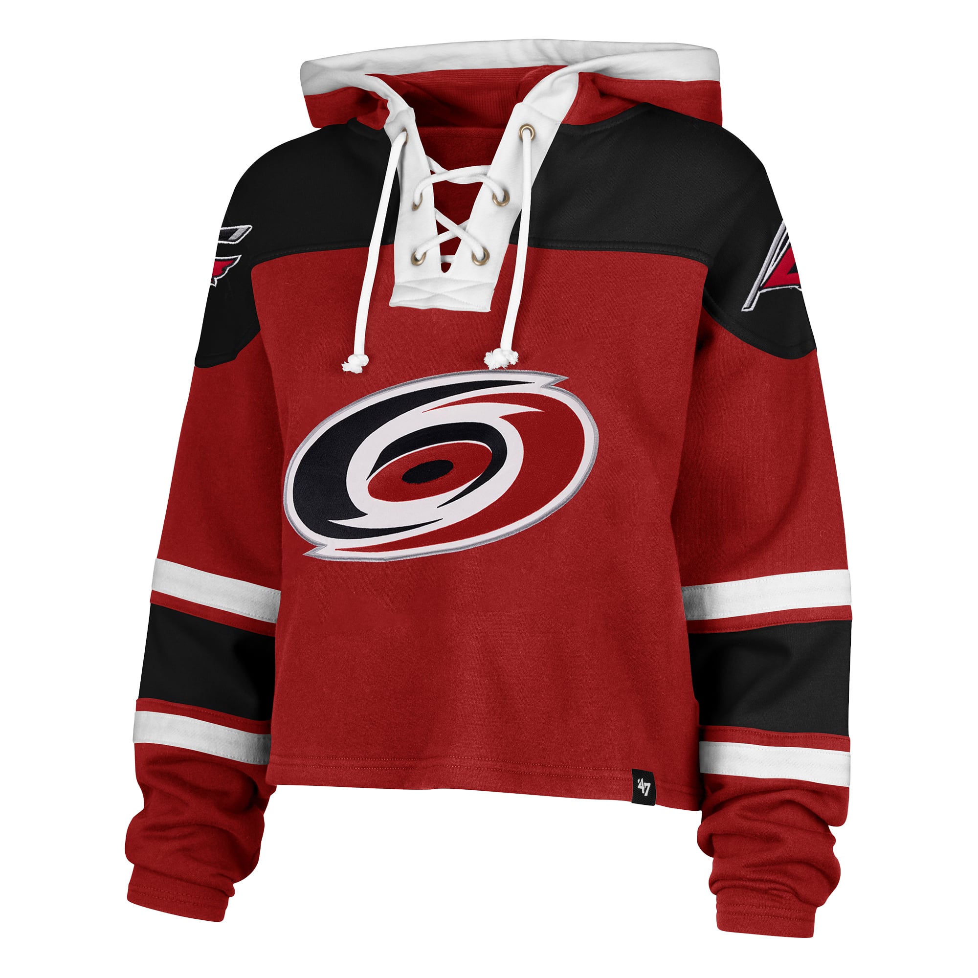 Sweat à capuche court lacets rouge Carolina Hurricanes '47 pour femme