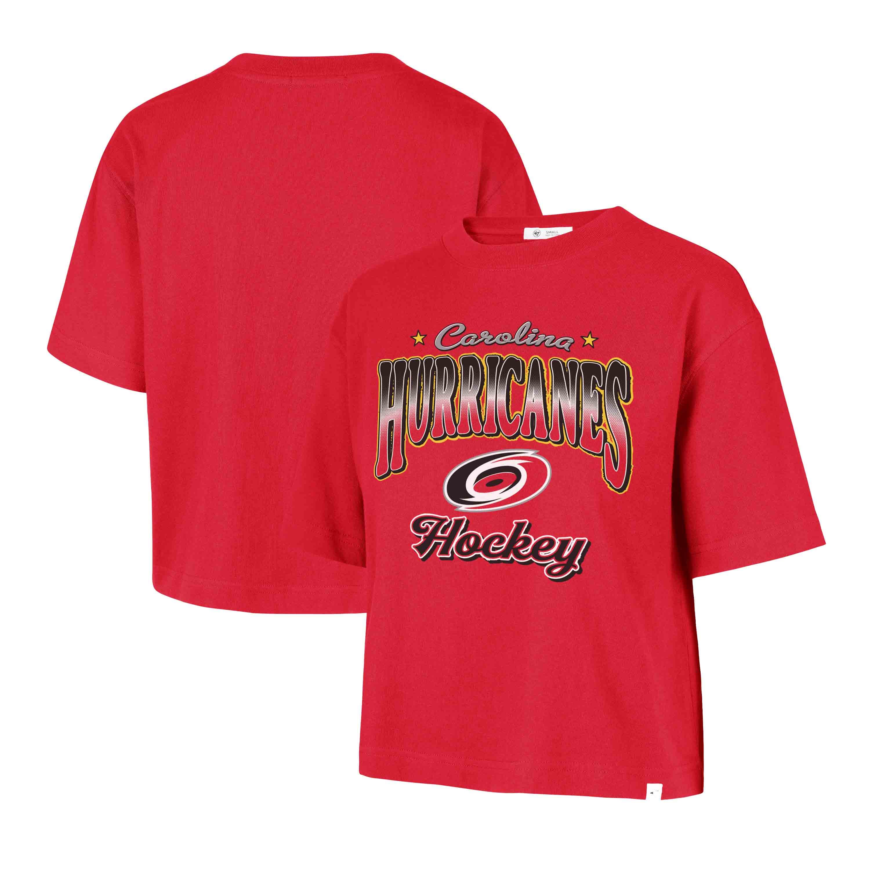 Women's '47 Red Carolina Hurricanes Vibe Check Reed City Cropped T-Shirt