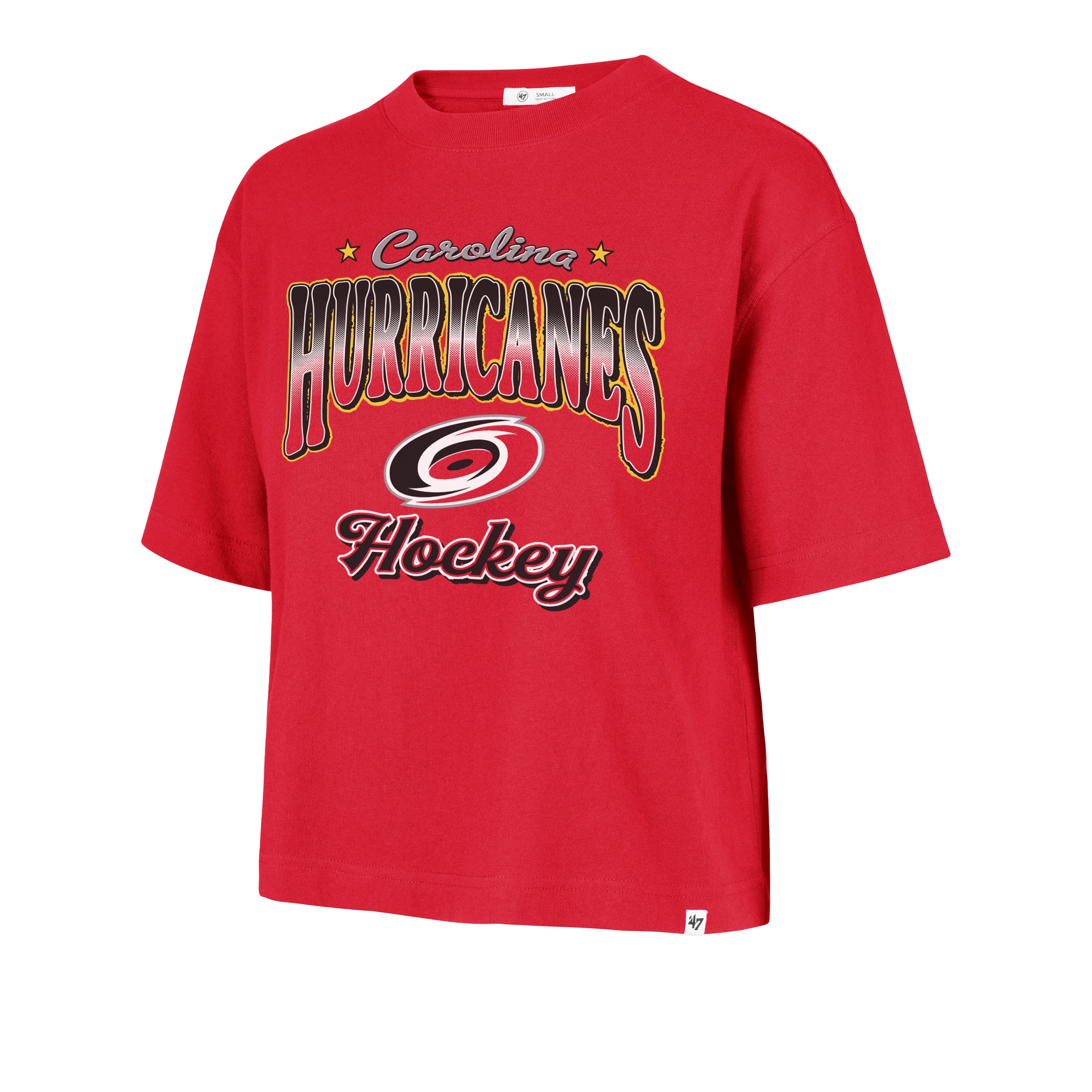 Women's '47 Red Carolina Hurricanes Vibe Check Reed City Cropped T-Shirt