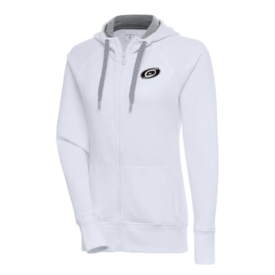  Carolina Hurricanes Antigua Women's Metallic Logo Victory Full-Zip Hoodie - White