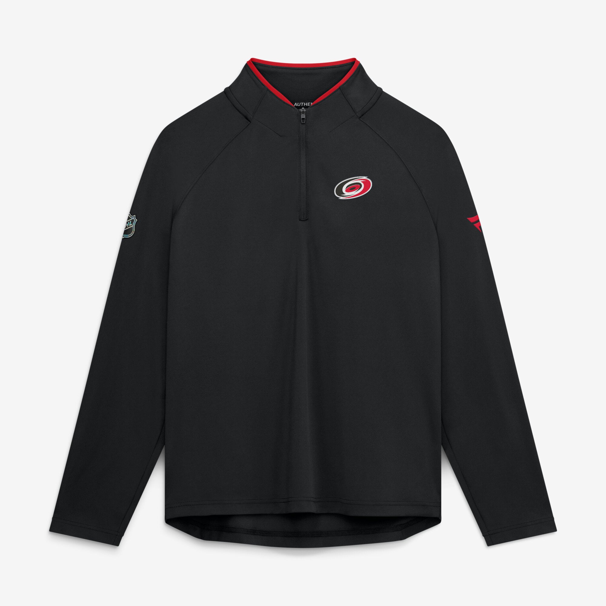 Pull-over léger à col zippé Fanatics noir authentique Carolina Hurricanes pour femme