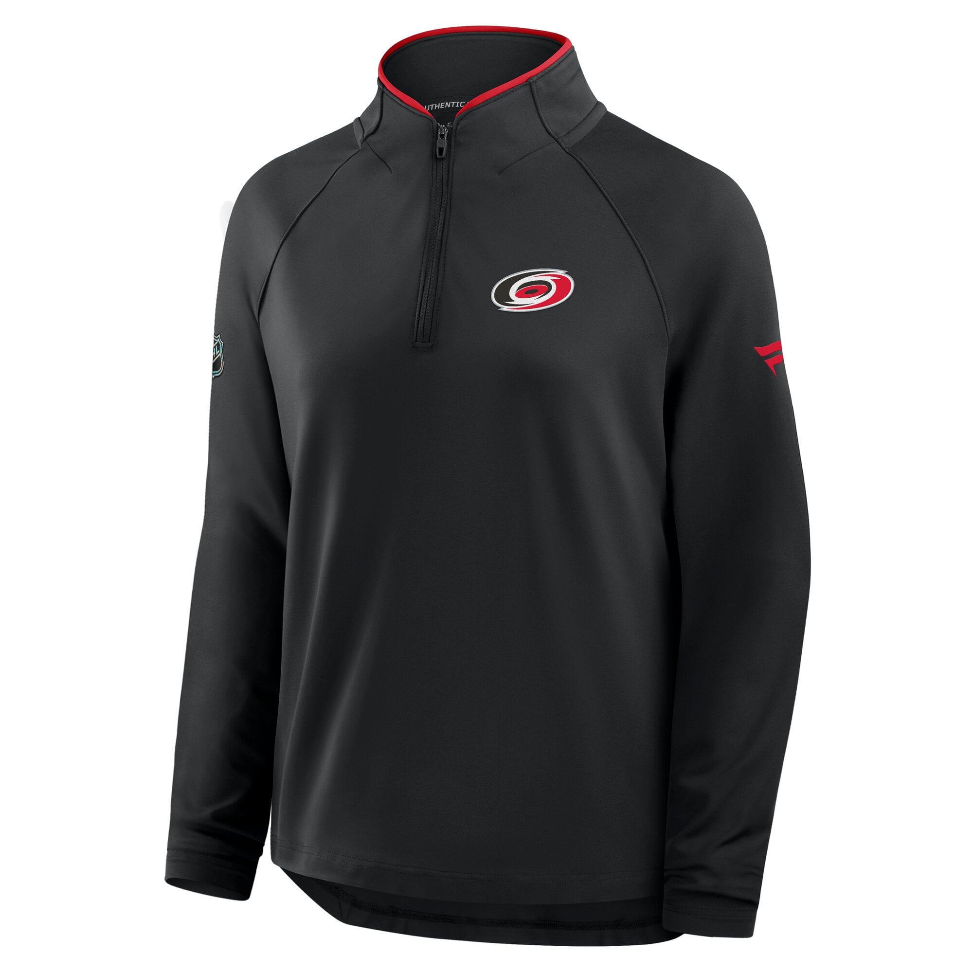 Pull-over léger à col zippé Fanatics noir authentique Carolina Hurricanes pour femme