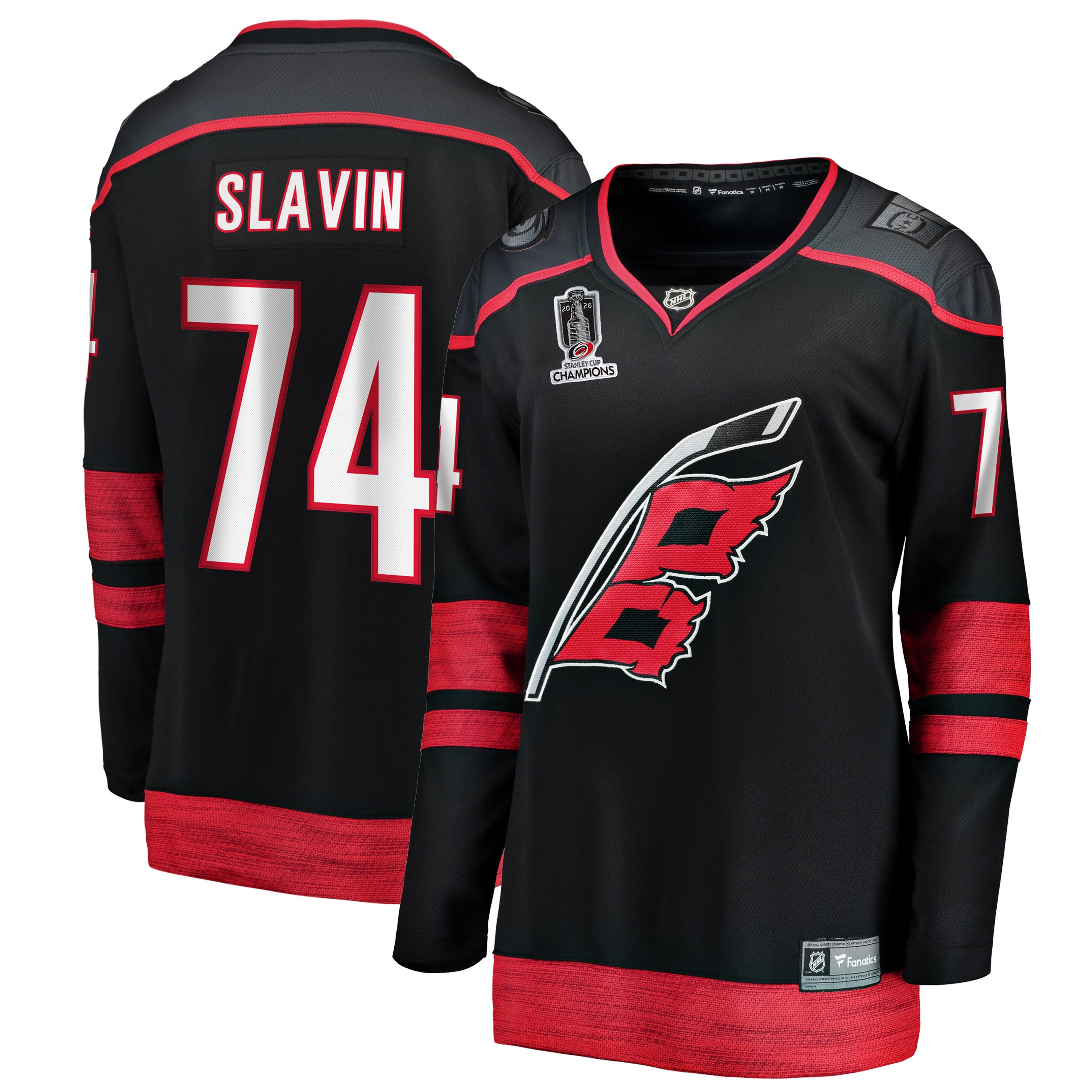 Women's Fanatics Jaccob Slavin Black Carolina Hurricanes 2026 Stanley Cup Champions Home Breakaway Jersey