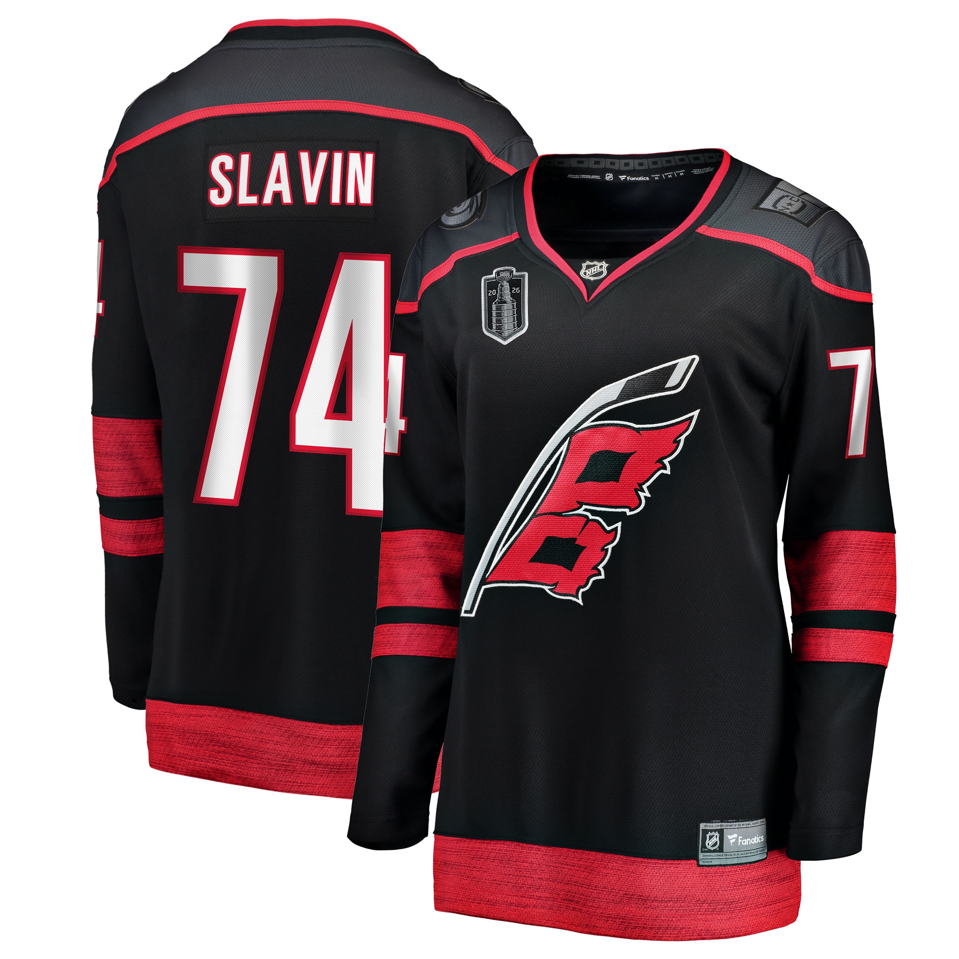 Women's Fanatics Jaccob Slavin Black Carolina Hurricanes 2026 Stanley Cup Final Home Breakaway Jersey
