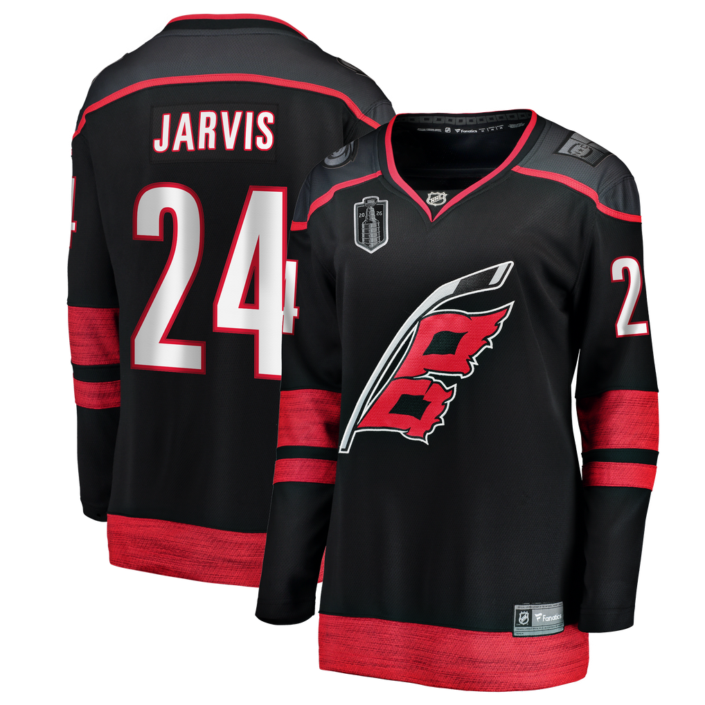 Maillot domicile Breakaway noir 2026 des Hurricanes de la Caroline, Seth Jarvis, Fanatics, pour femmes