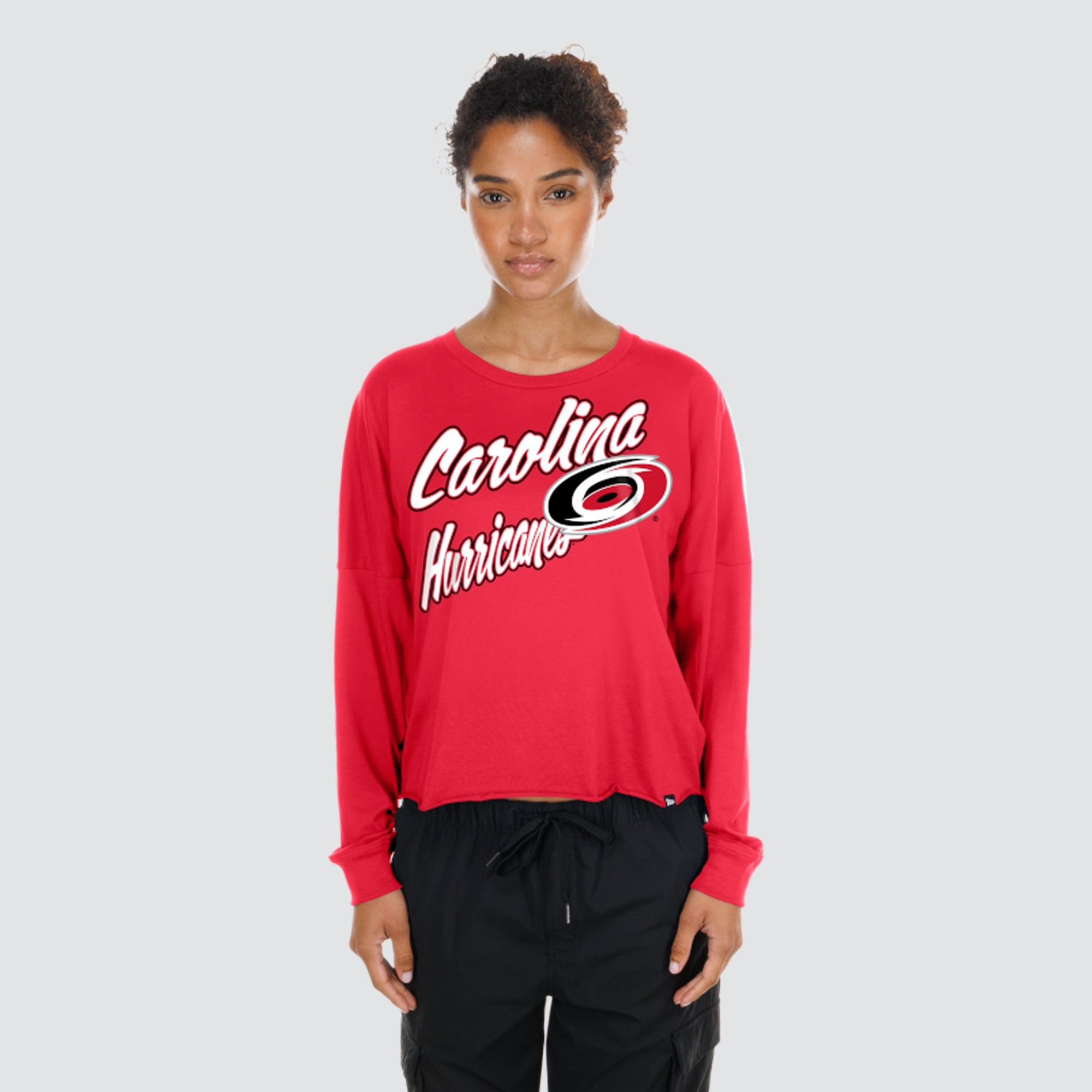 T-shirt à manches longues oversize New Era rouge Carolina Hurricanes pour femme