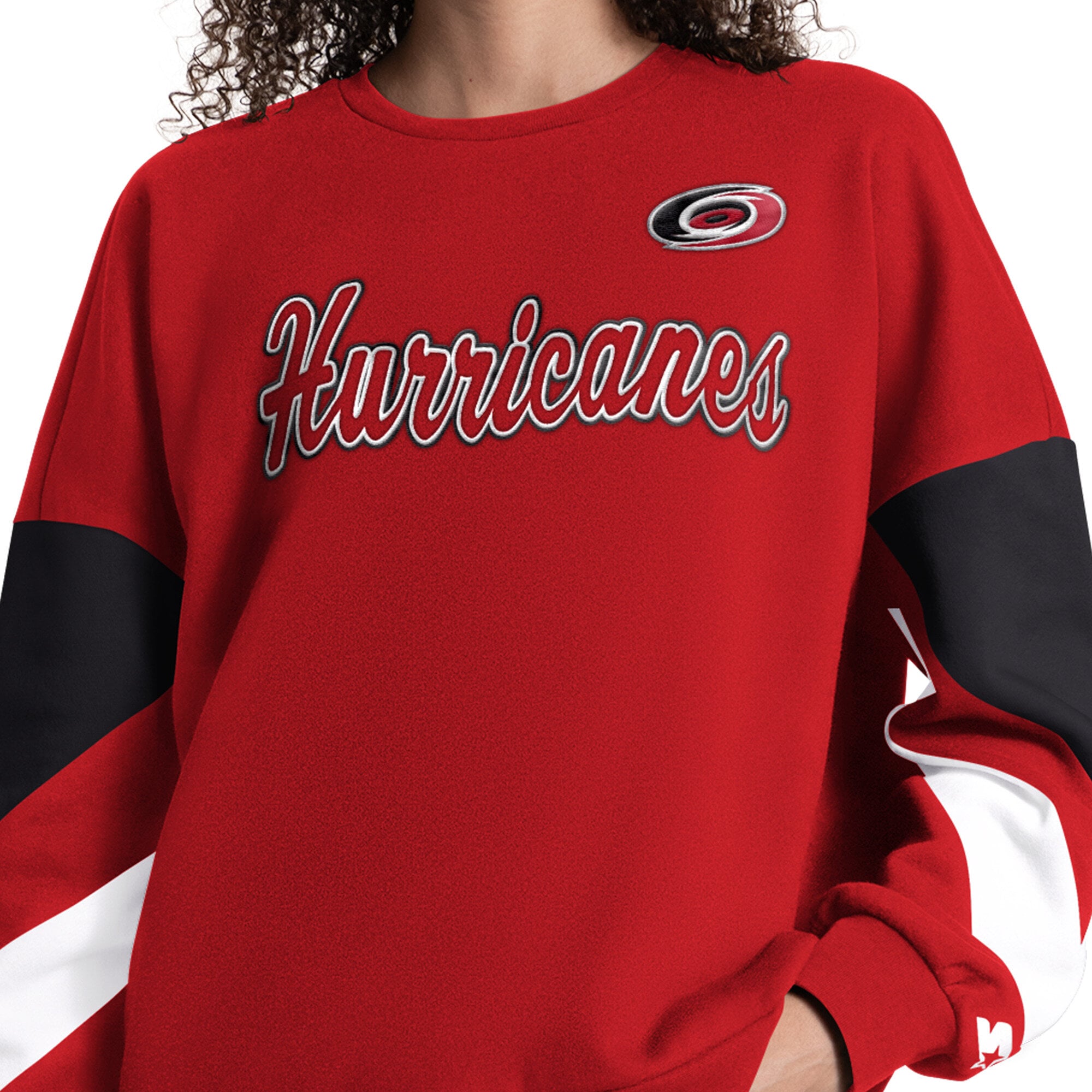 Sweat-shirt à manches longues et color block rouge Starter pour femmes, modèle Grand Slam des Hurricanes de la Caroline