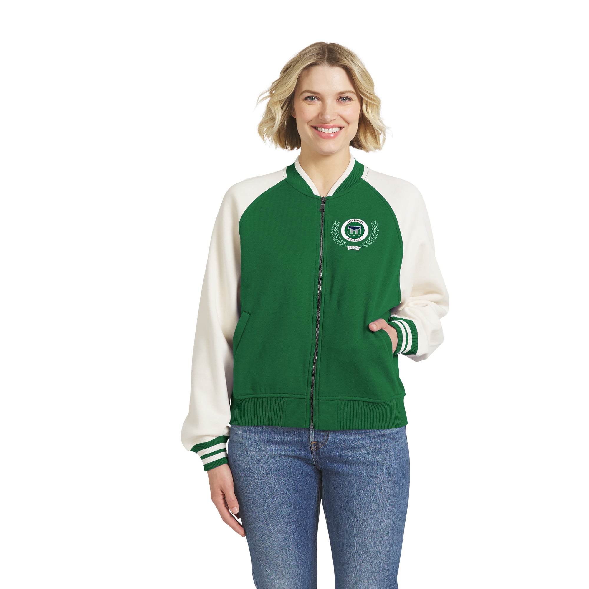 Veste polaire universitaire zippée noire et blanche Carolina Hurricanes de la marque WEAR by Erin Andrews pour femmes