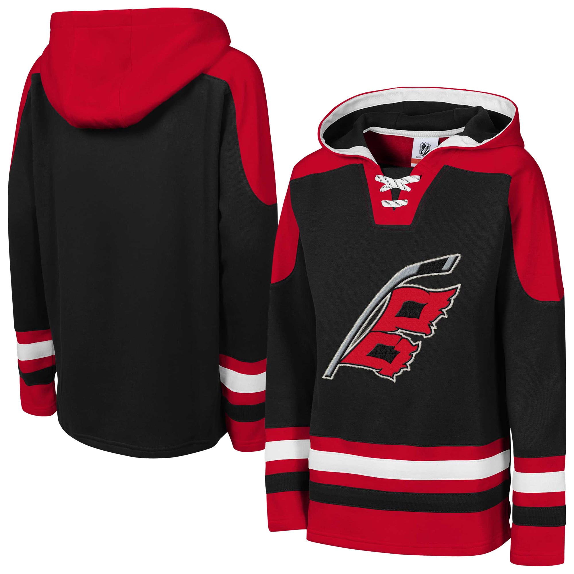 Sweat à capuche raglan col en V noir Youth Outerstuff Carolina Hurricanes Ageless Must Have