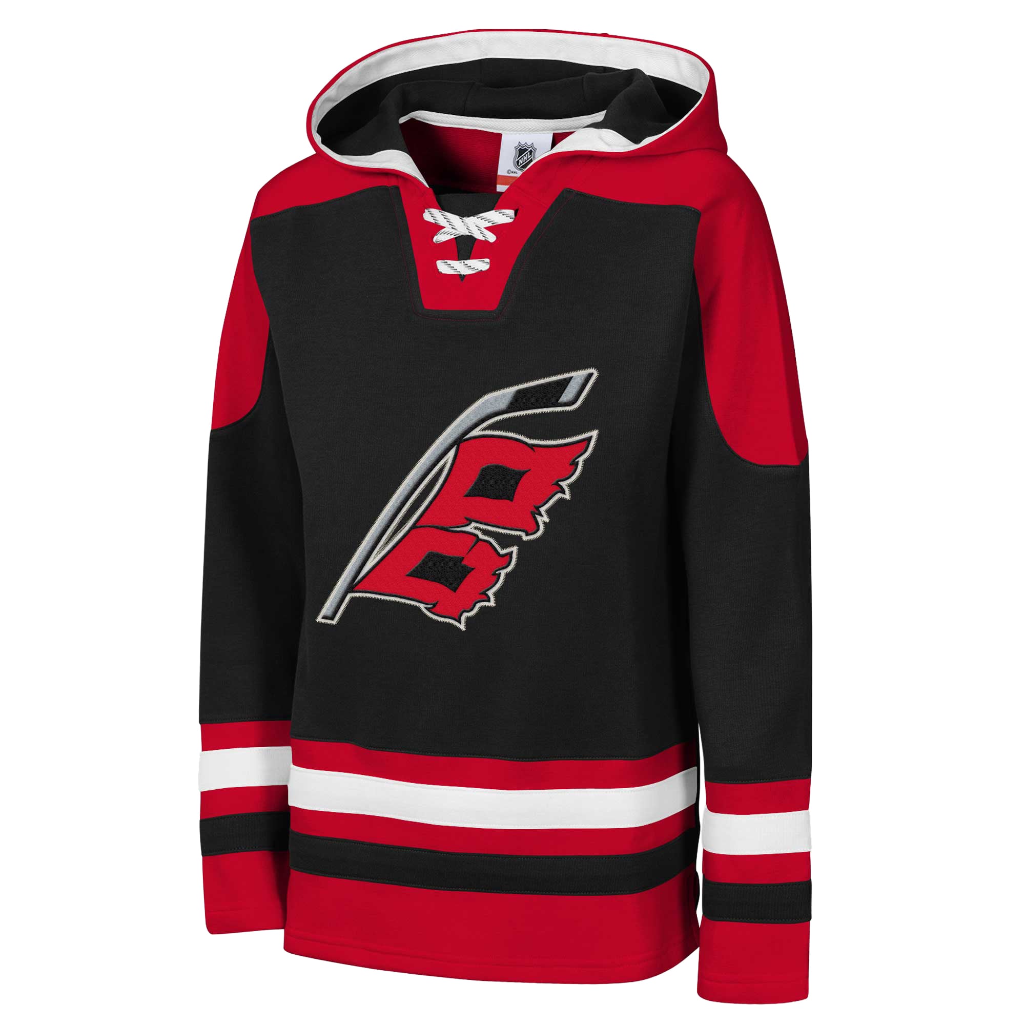 Sweat à capuche raglan col en V noir Youth Outerstuff Carolina Hurricanes Ageless Must Have