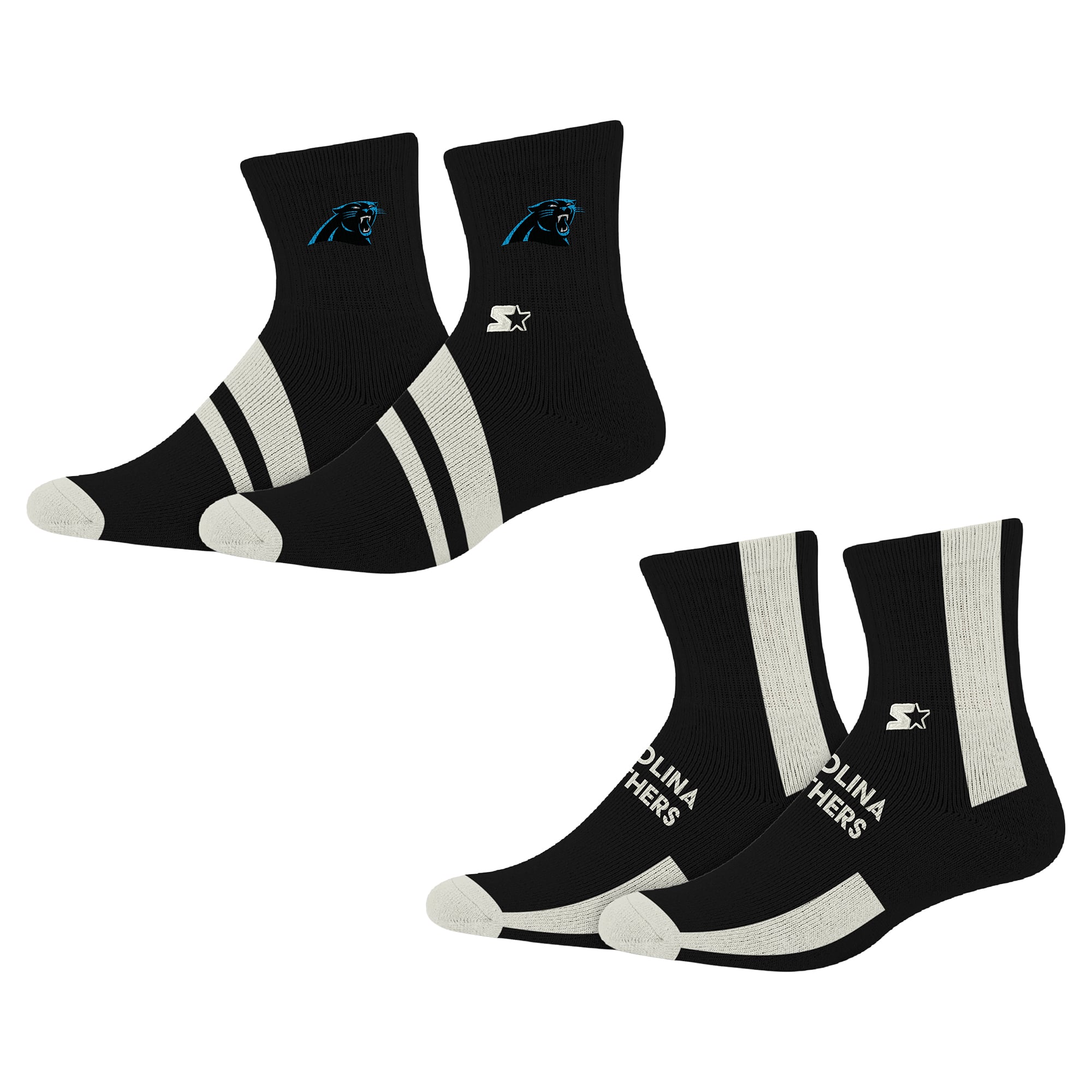Chaussettes Starter Black Carolina Panthers Summit Stripe, lot de 2 paires