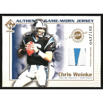 2002 Private Stock Game Worn Jerseys Patches #23 Chris Weinke/102