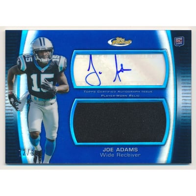 2012 Finest Jumbo Jersey Autographs Blue Refractors #AJRJA Joe Adams