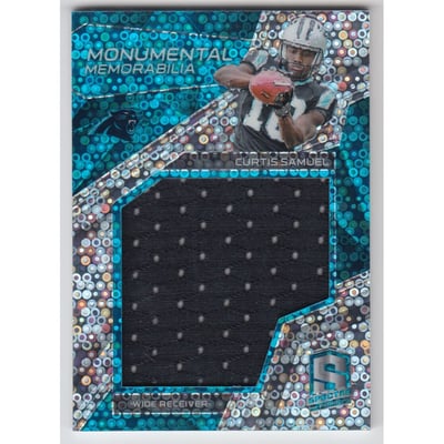 2017 Panini Spectra Monumental Memorabilia Neon Blue #13 Curtis Samuel