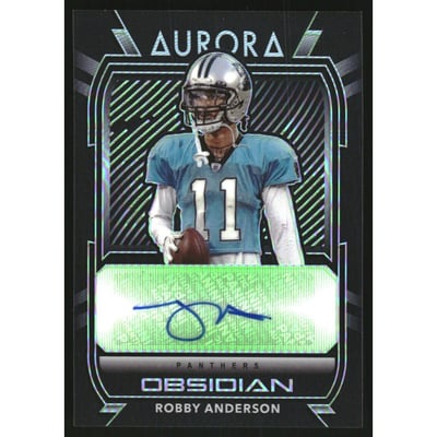 2020 Panini Obsidian Aurora Autographs Electric Etch Green #49 Robby Anderson/50