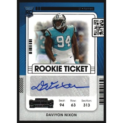 2021 Panini Contenders #217 Daviyon Nixon AU RC