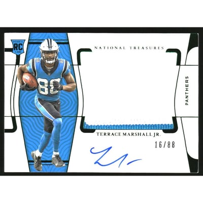 2021 Panini National Treasures Rookie Material Signatures RPS Numbers Green #18 Terrace Marshall Jr./88