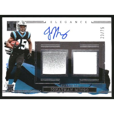 2023 Panini Impeccable Elegance Rookie Helmet and Patch Autographs #19 Jonathan Mingo/75